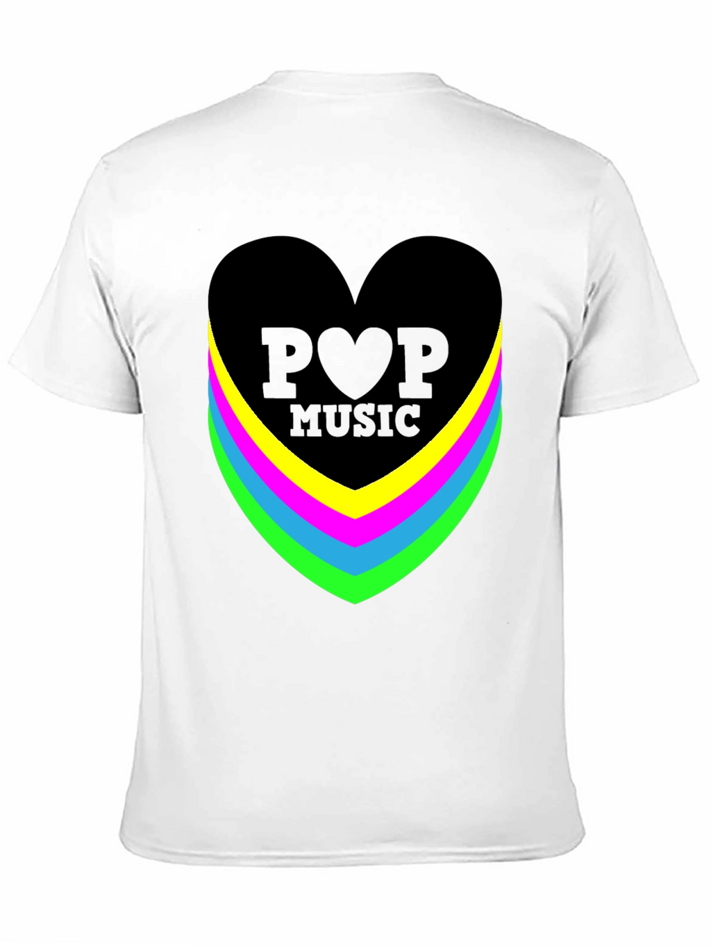 Pop Music Heart Graphic Black T-Shirt