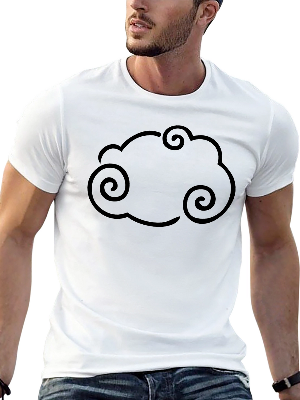 Cloud Swirl Graphic Tee - Black