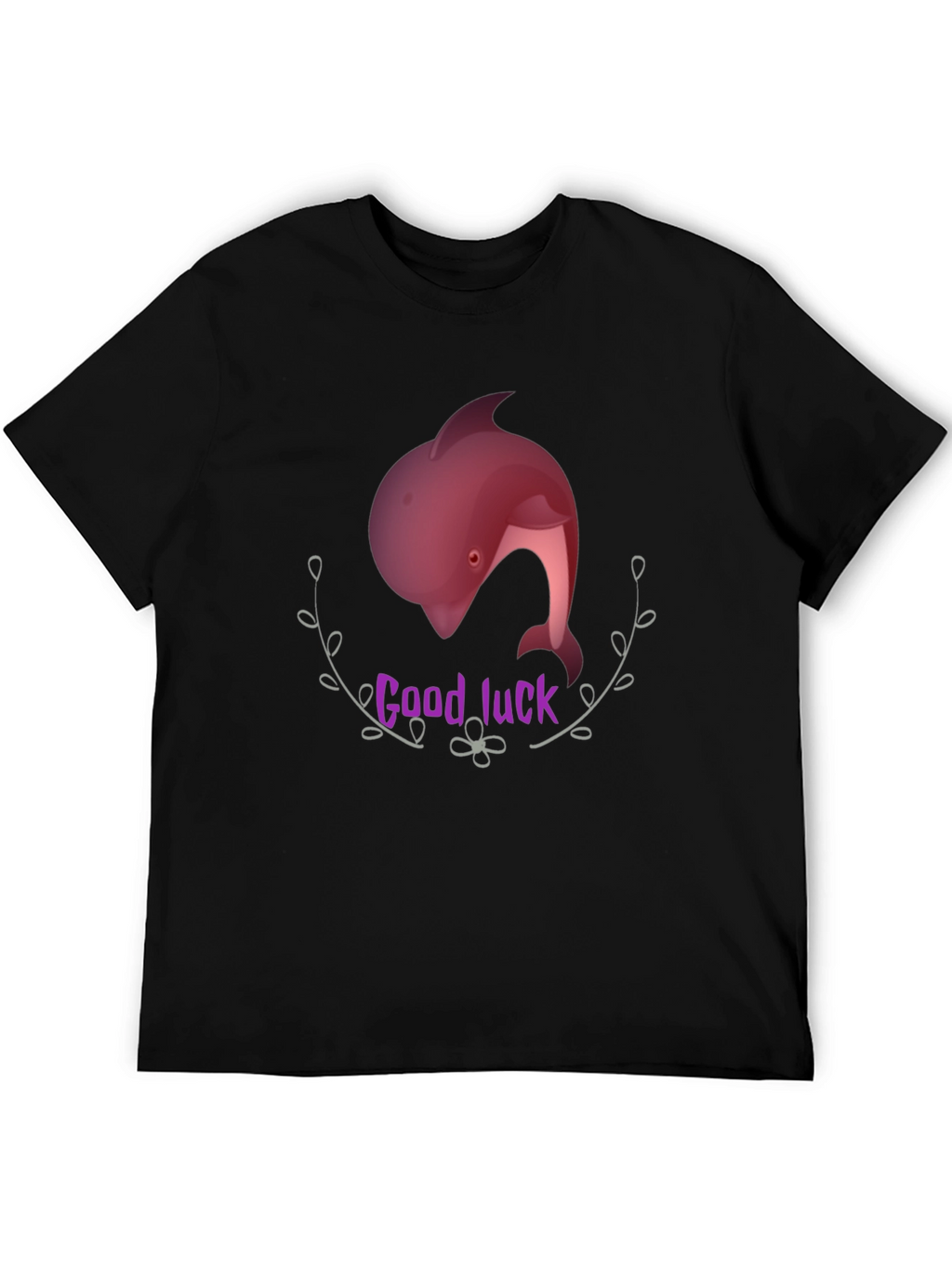 Good Luck Dolphin Graphic Tee - Black Unisex T-Shirt