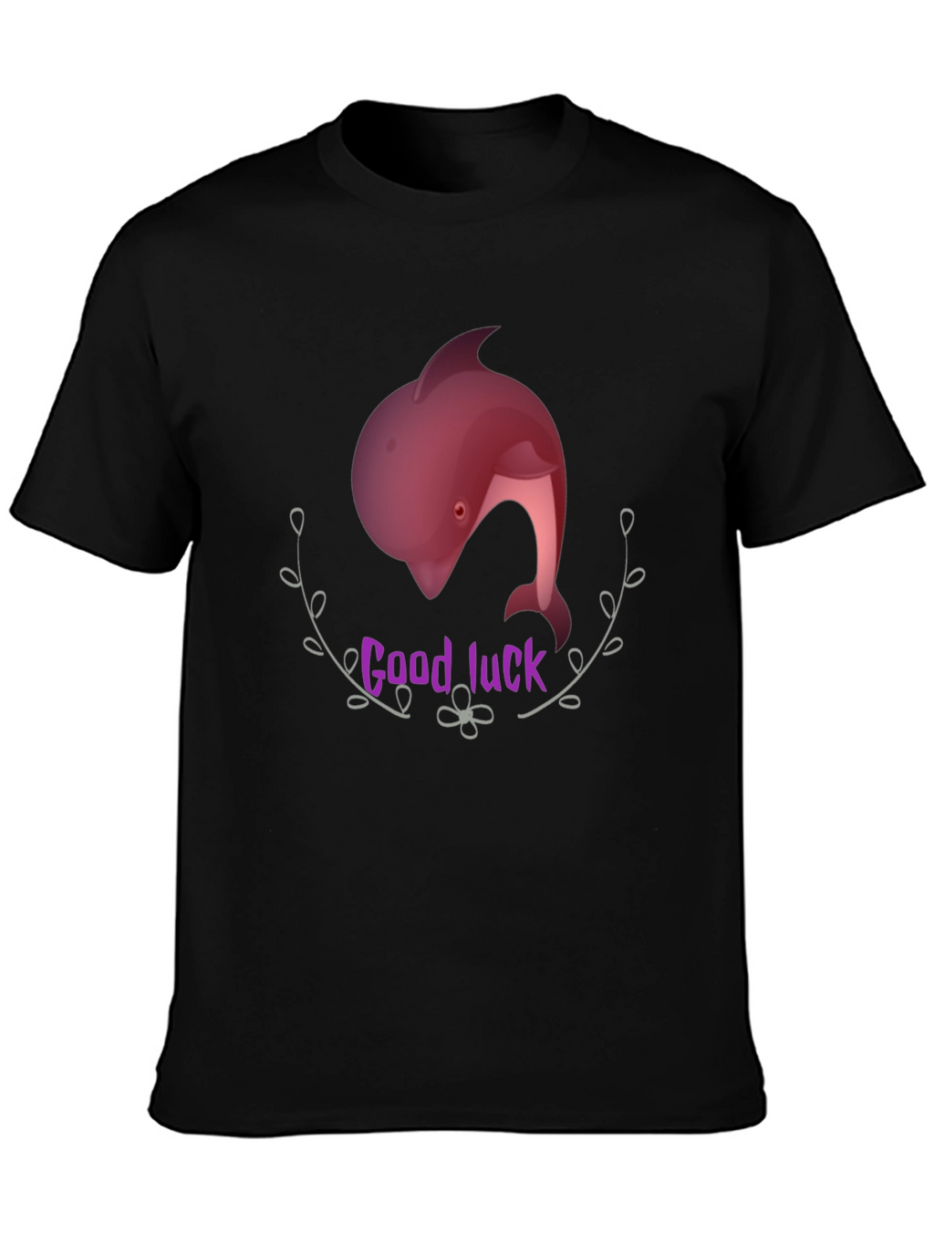 Good Luck Dolphin Graphic Tee - Black Unisex T-Shirt