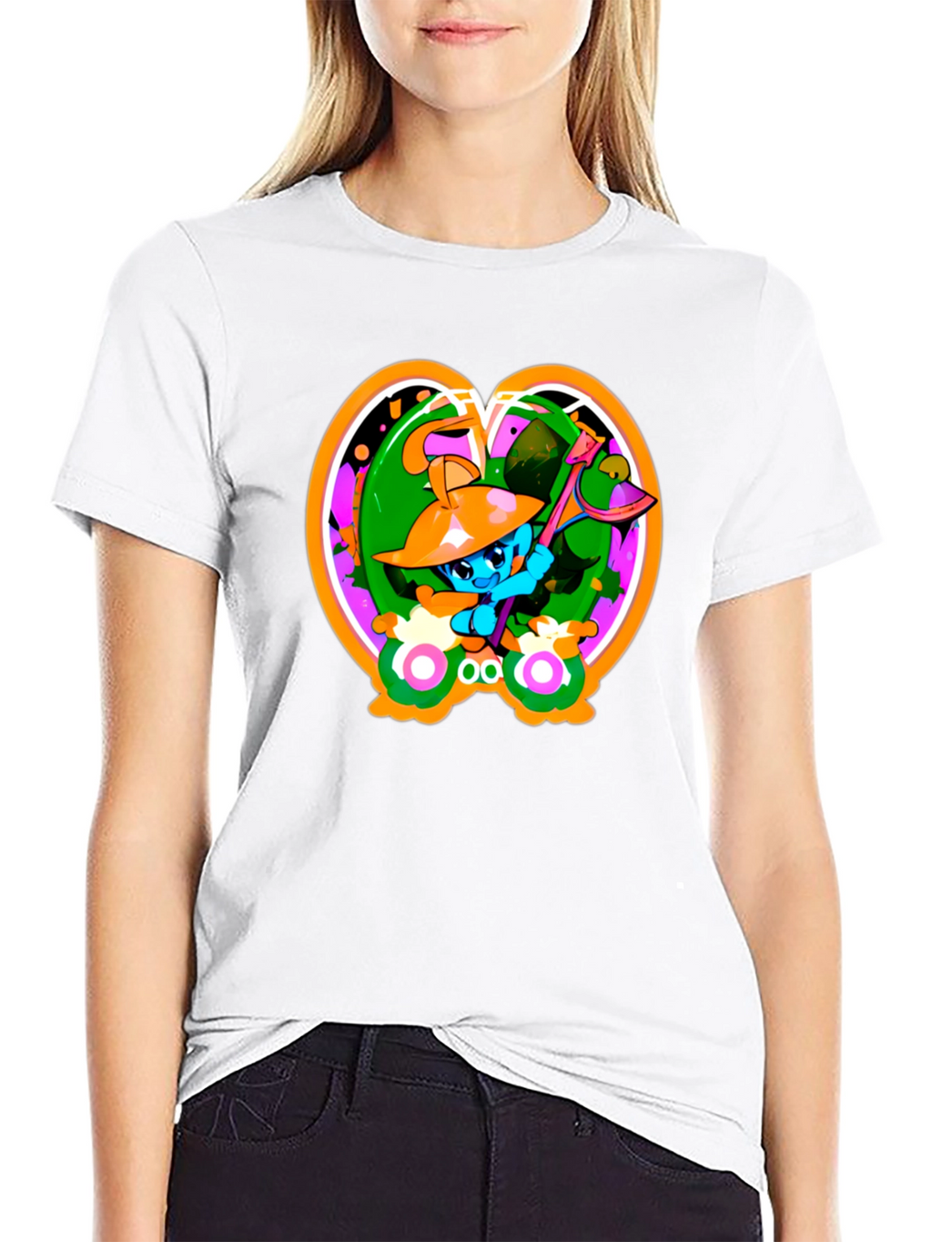 Fun Cartoon Graphic Black T-Shirt