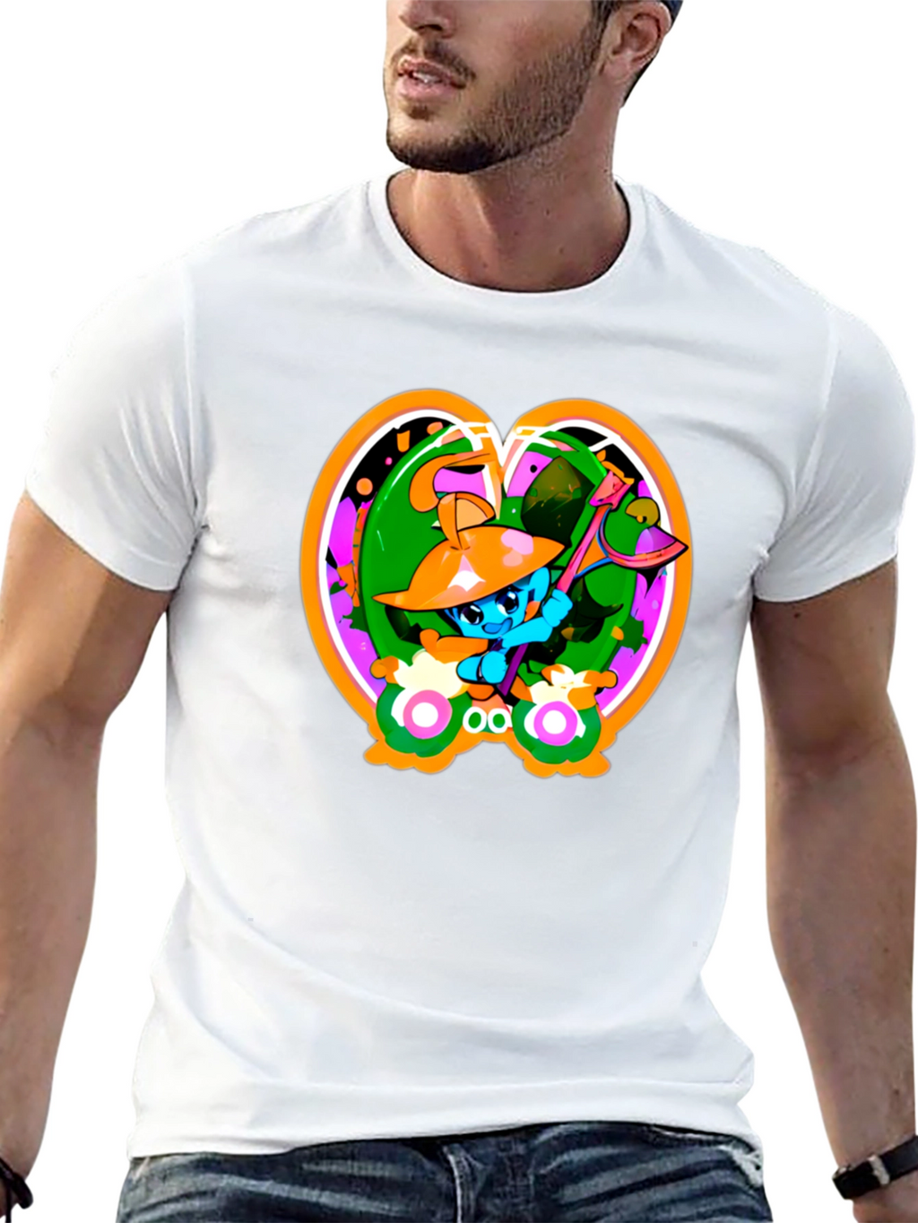 Fun Cartoon Graphic Black T-Shirt