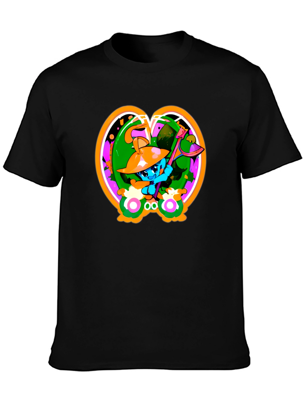 Fun Cartoon Graphic Black T-Shirt