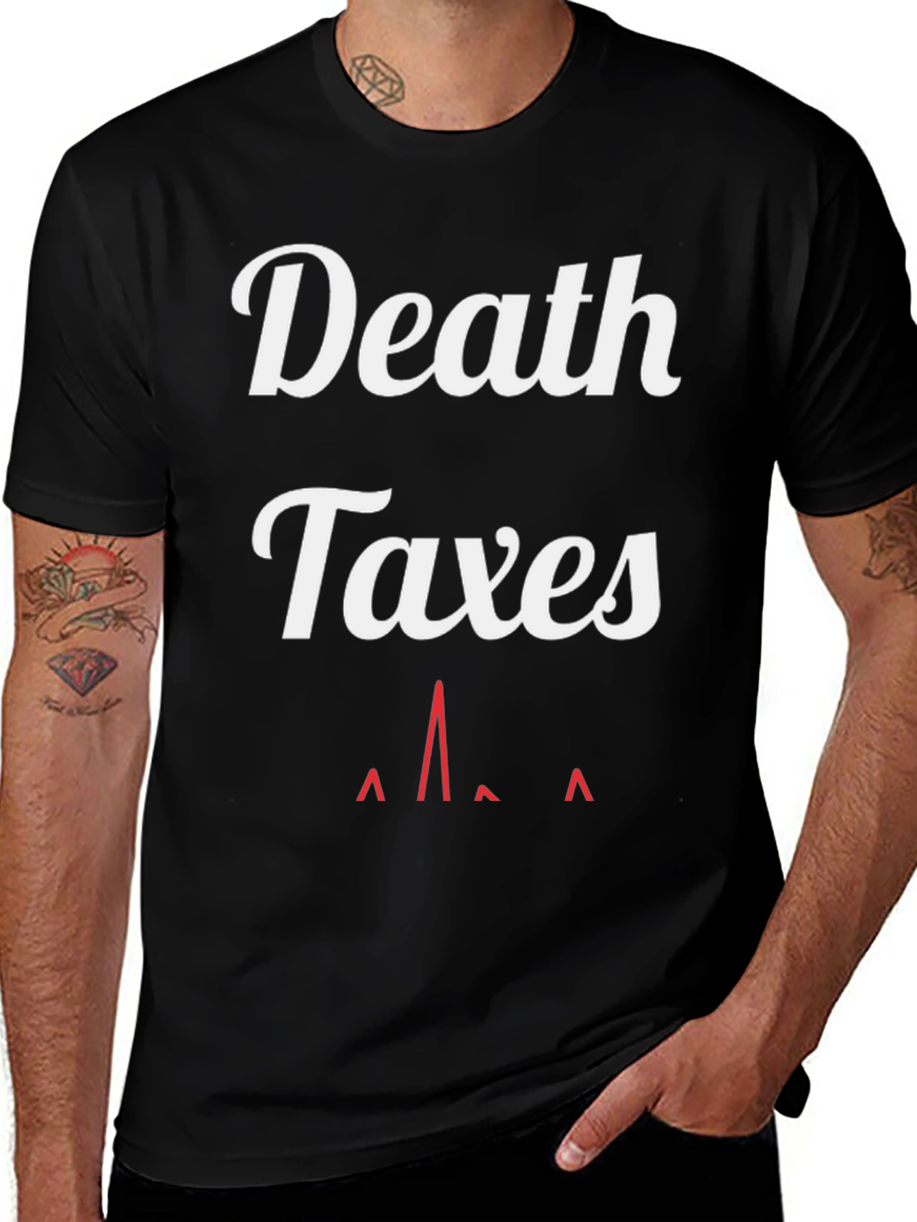 Death Taxes Heartbeat Black Graphic Tee