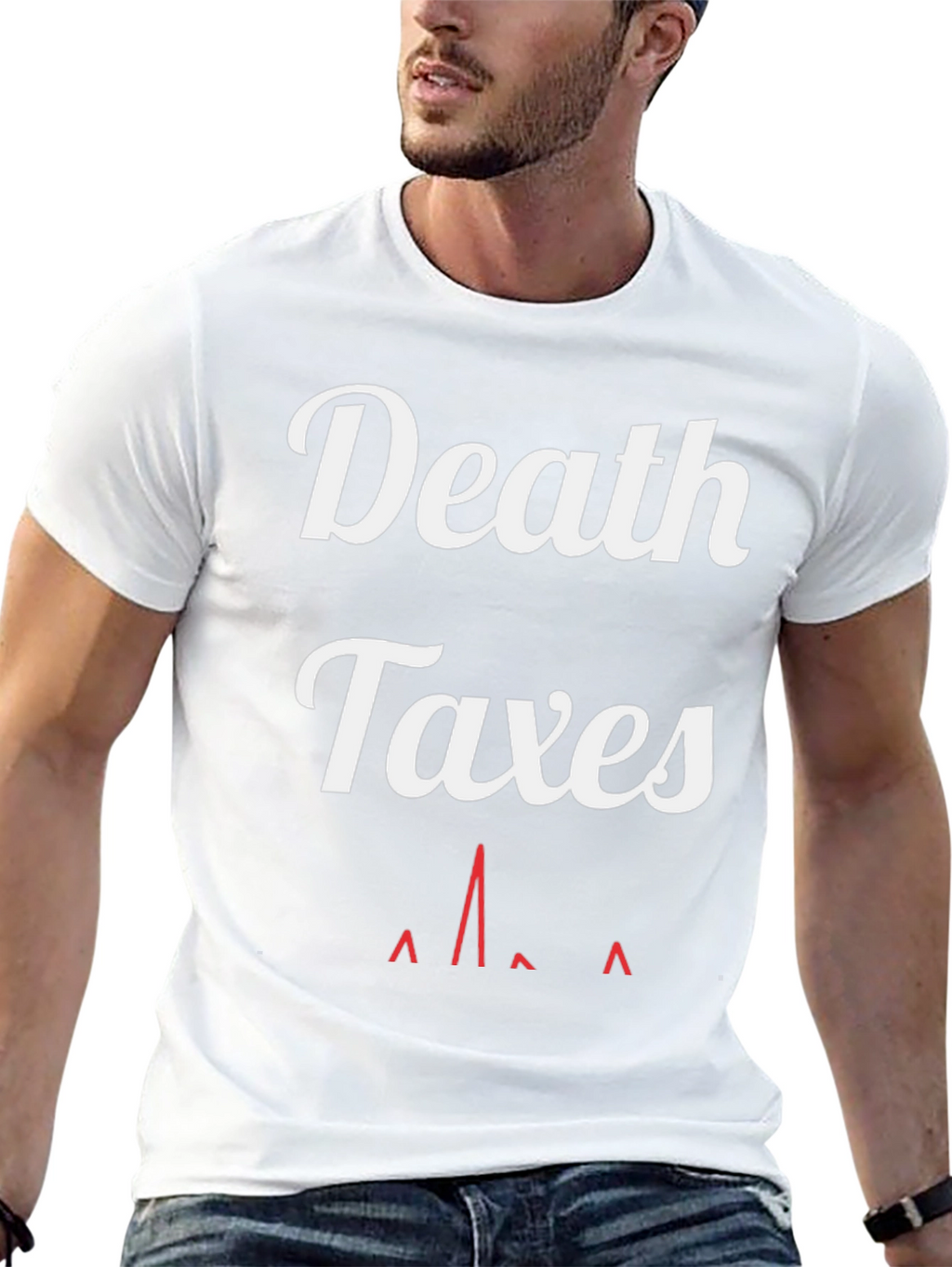 Death Taxes Heartbeat Black Graphic Tee