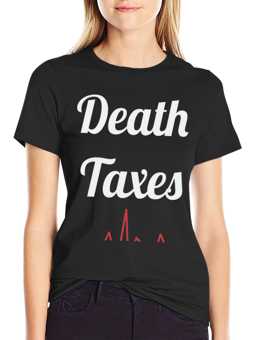 Death Taxes Heartbeat Black Graphic Tee
