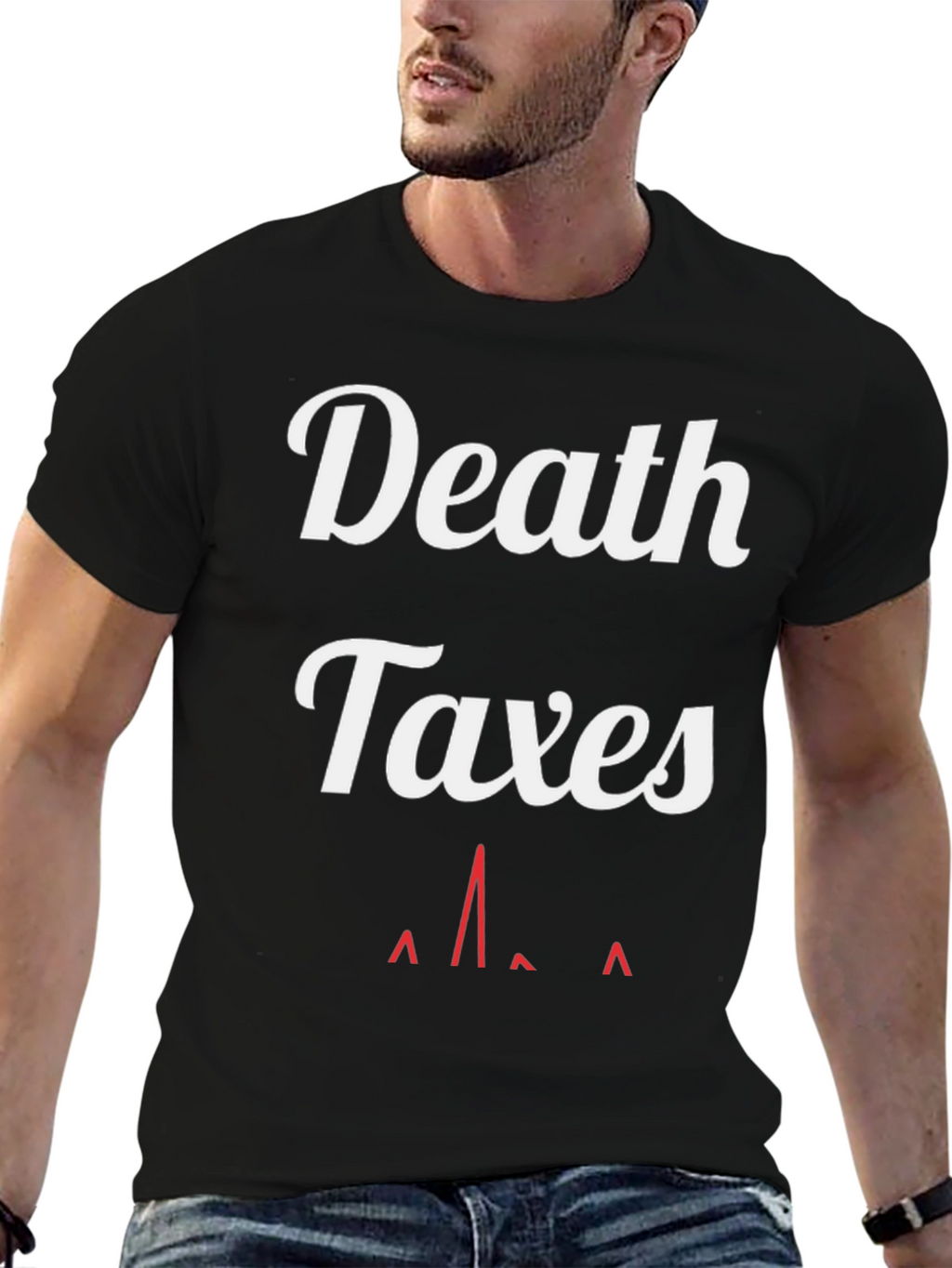 Death Taxes Heartbeat Black Graphic Tee