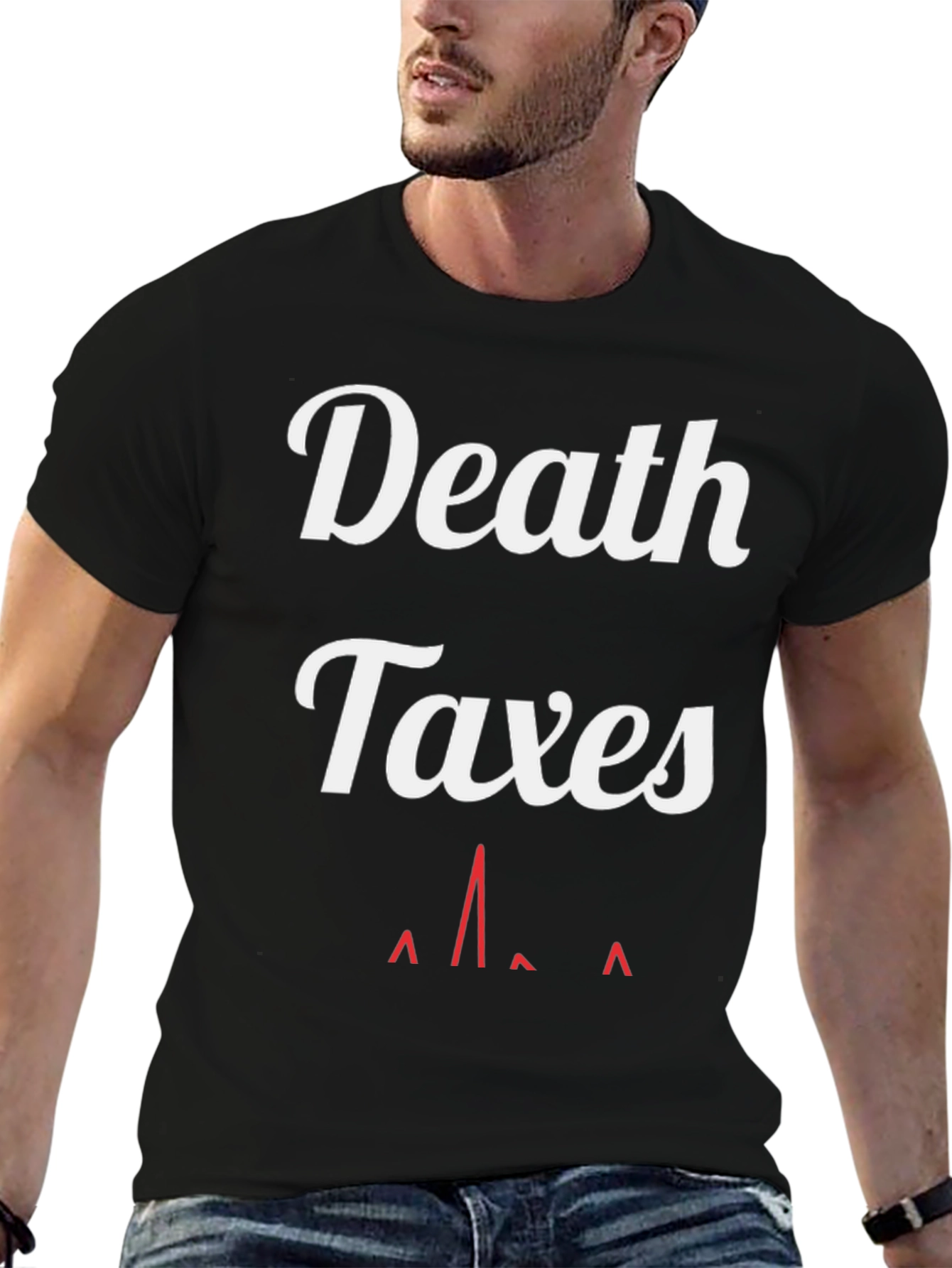 Death Taxes Heartbeat Black Graphic Tee