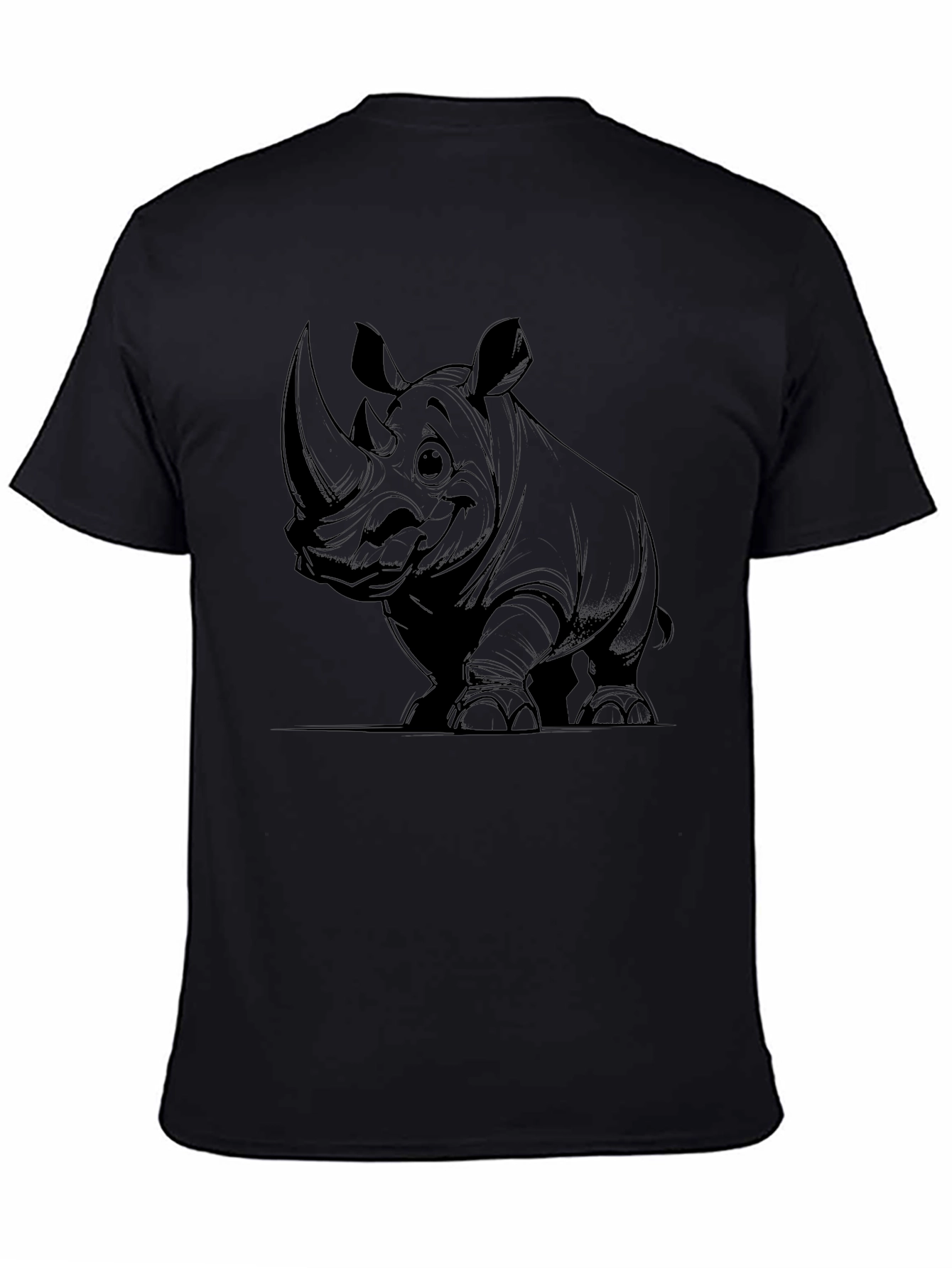 Rhino Graphic Tee - Black Cotton T-Shirt