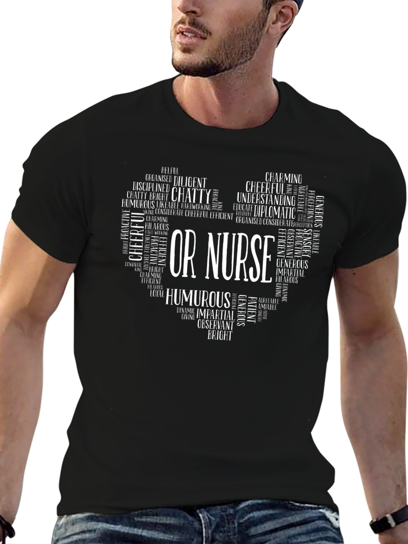 OR Nurse Heart Word Art T-Shirt