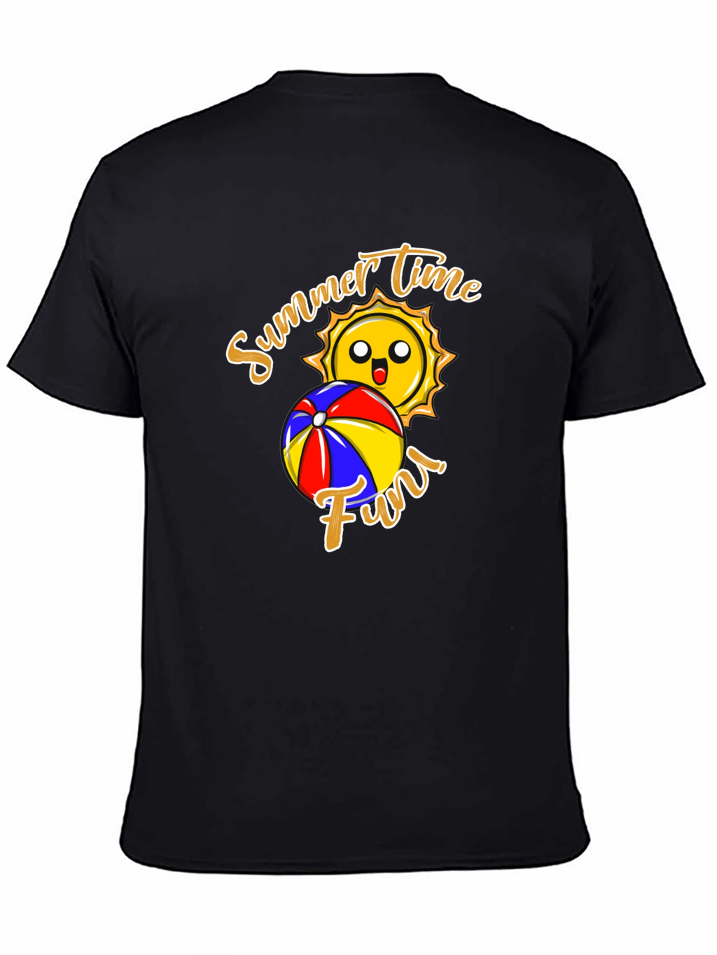 Summer Time Fun T-Shirt - Black Crew Neck