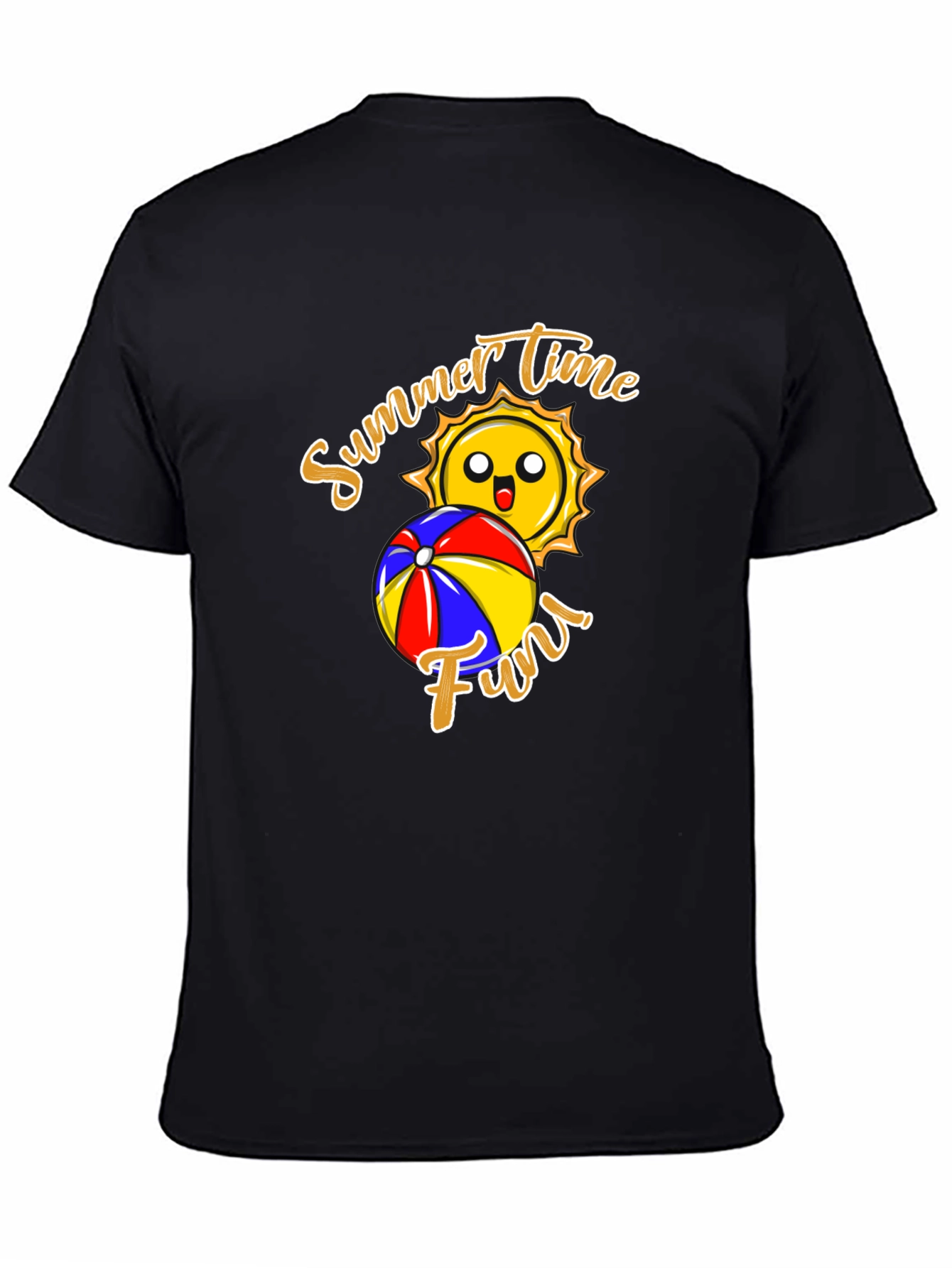Summer Time Fun T-Shirt - Black Crew Neck