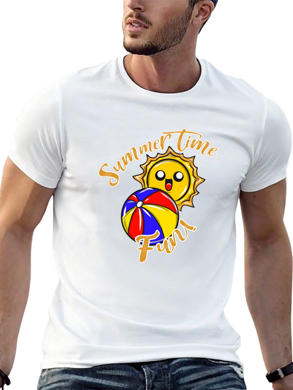 Summer Time Fun T-Shirt - Black Crew Neck