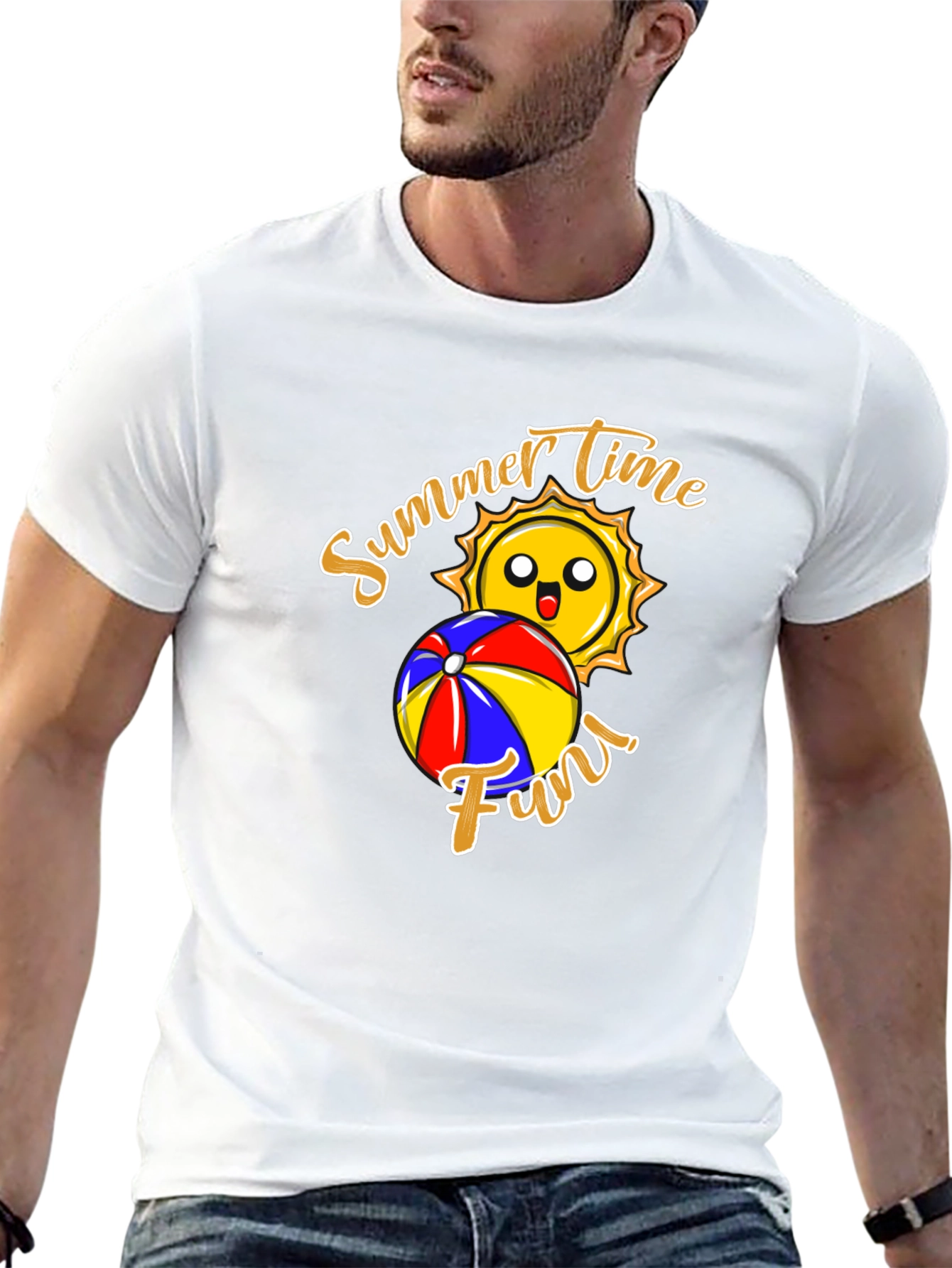 Summer Time Fun T-Shirt - Black Crew Neck