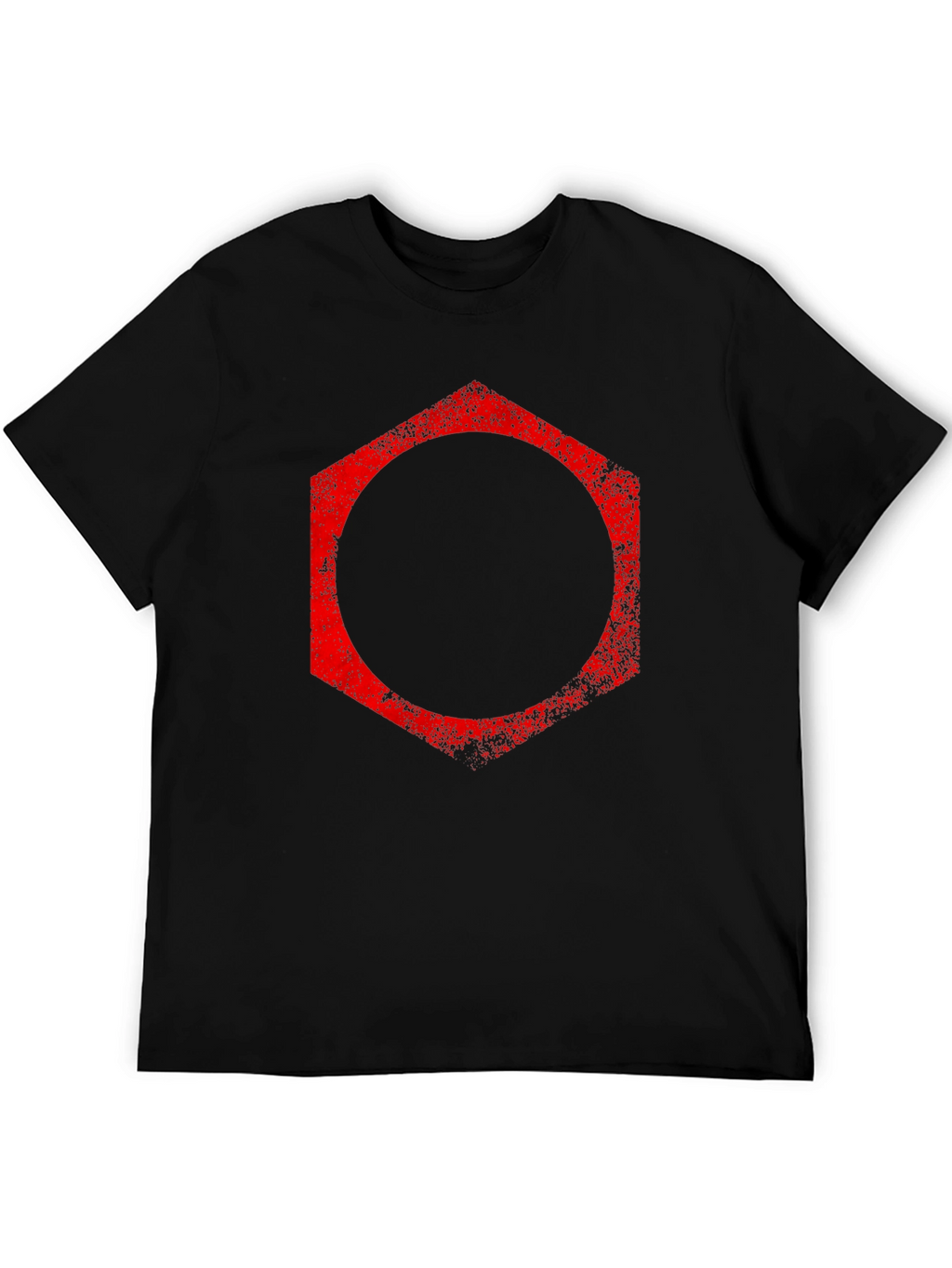 Red Hexagon Graphic Black T-Shirt