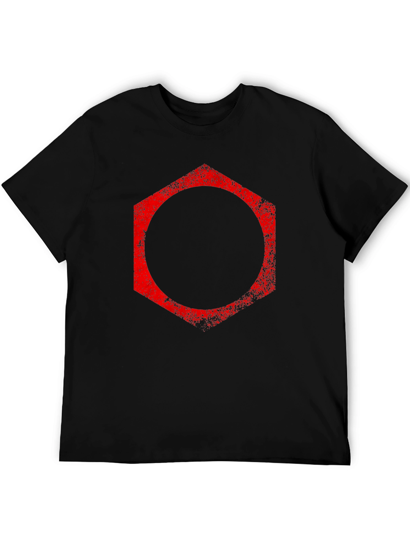 Red Hexagon Graphic Black T-Shirt