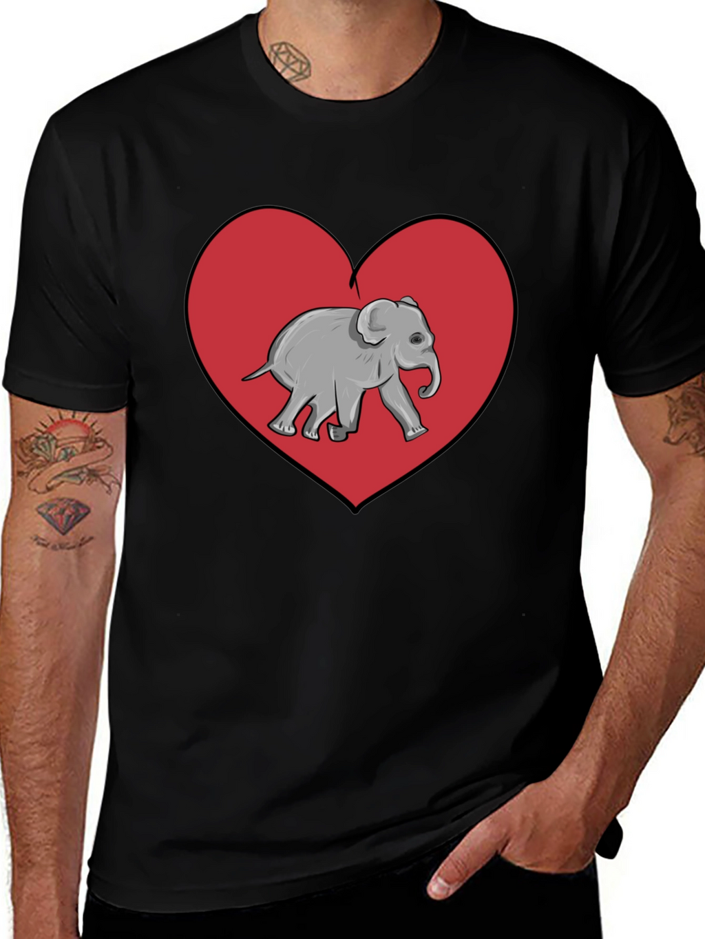 Elephant Heart Graphic Tee - Black