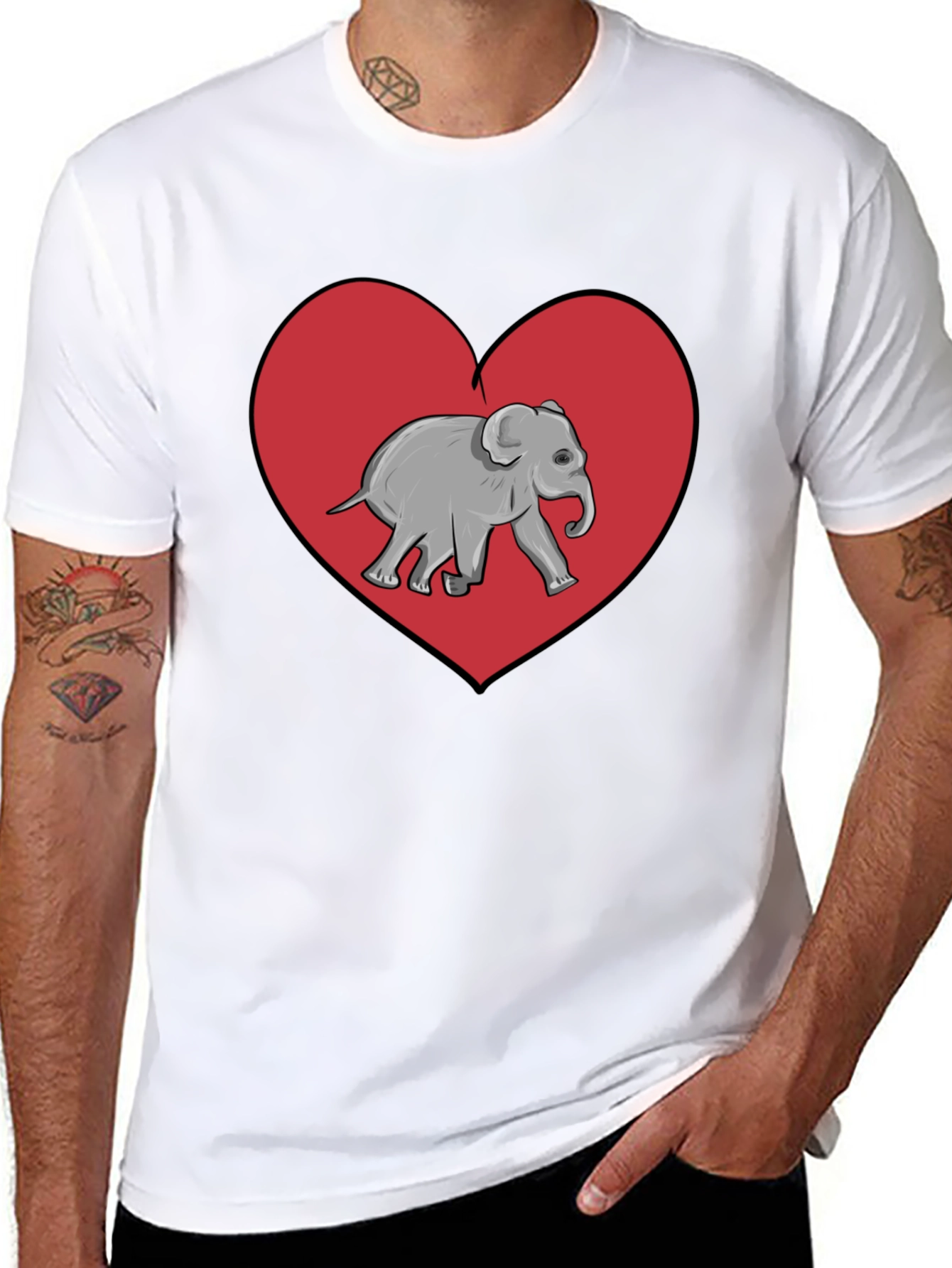 Elephant Heart Graphic Tee - Black