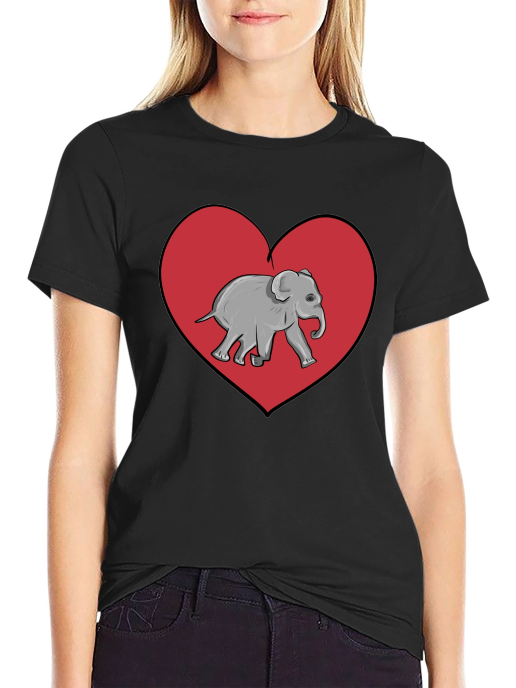 Elephant Heart Graphic Tee - Black