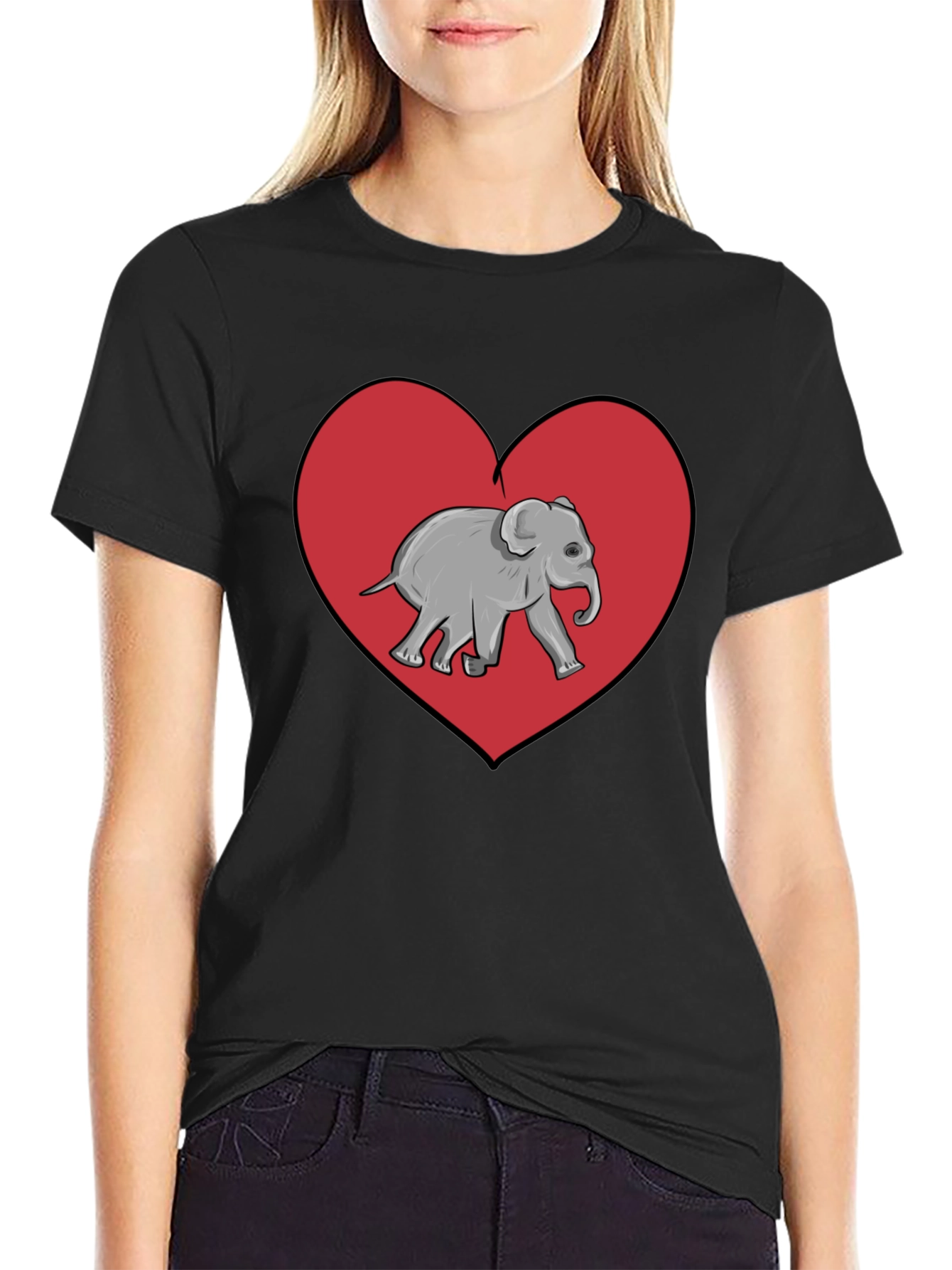 Elephant Heart Graphic Tee - Black