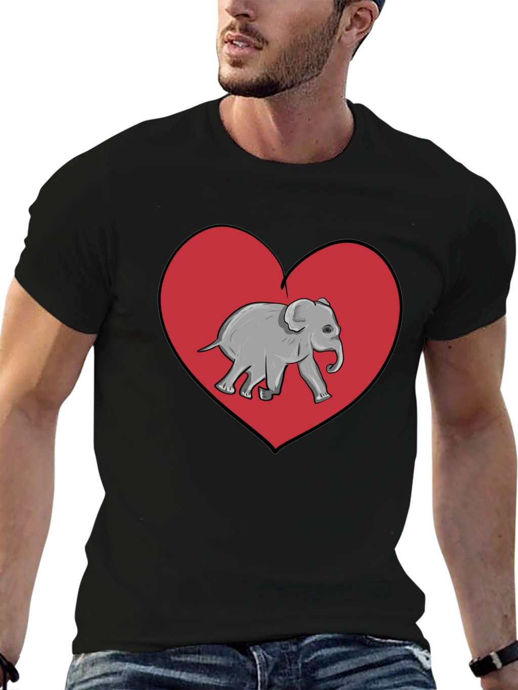 Elephant Heart Graphic Tee - Black