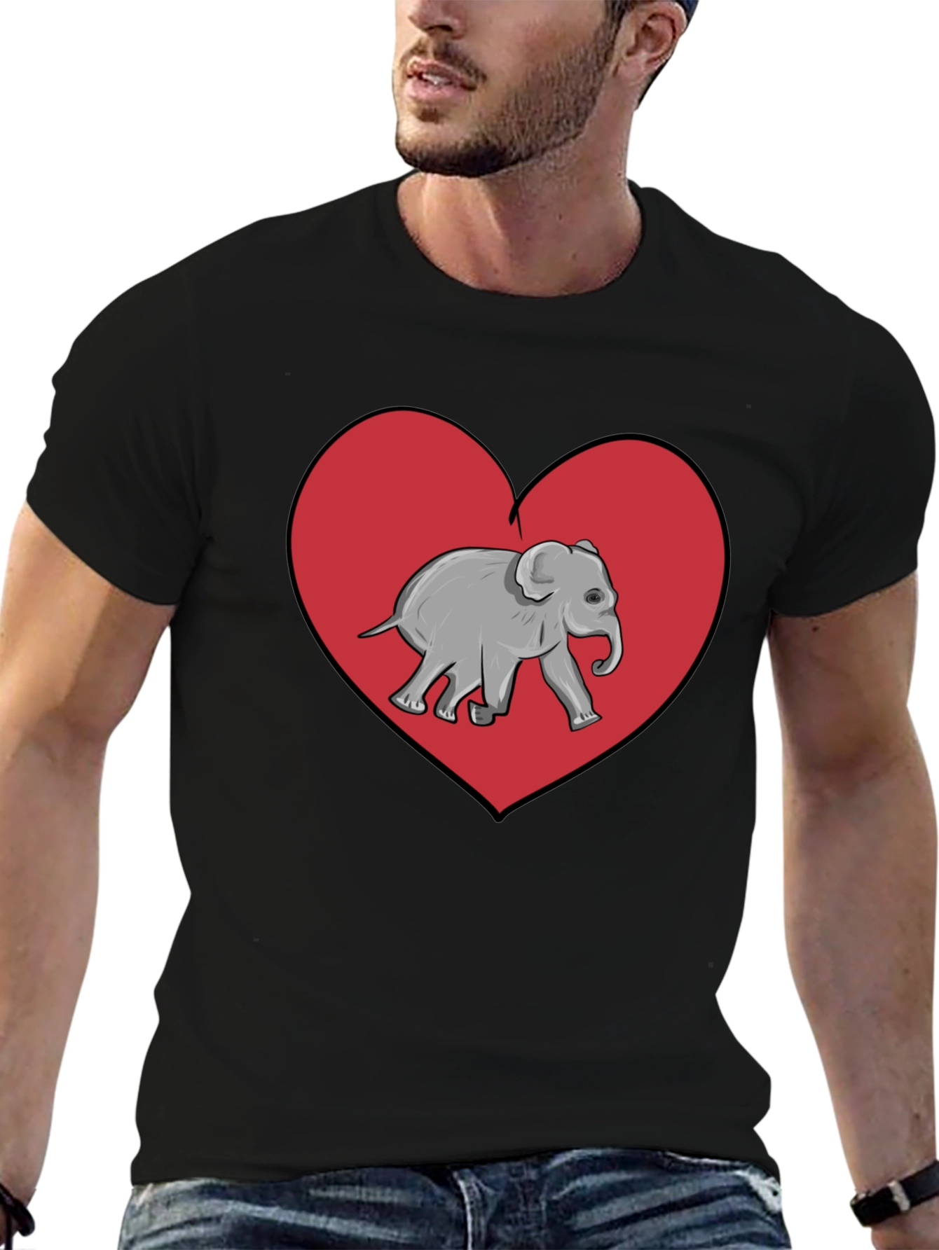 Elephant Heart Graphic Tee - Black