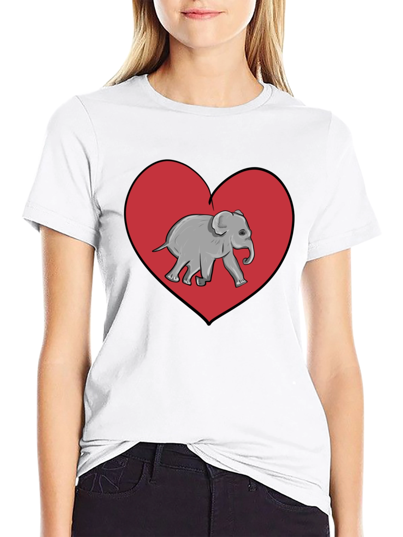 Elephant Heart Graphic Tee - Black
