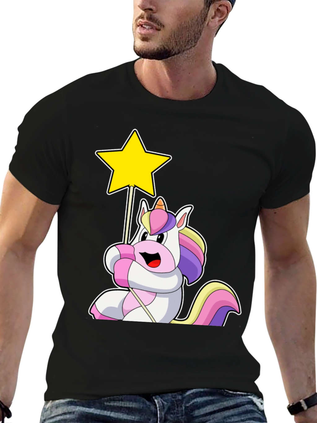 Unicorn Star Black T-Shirt