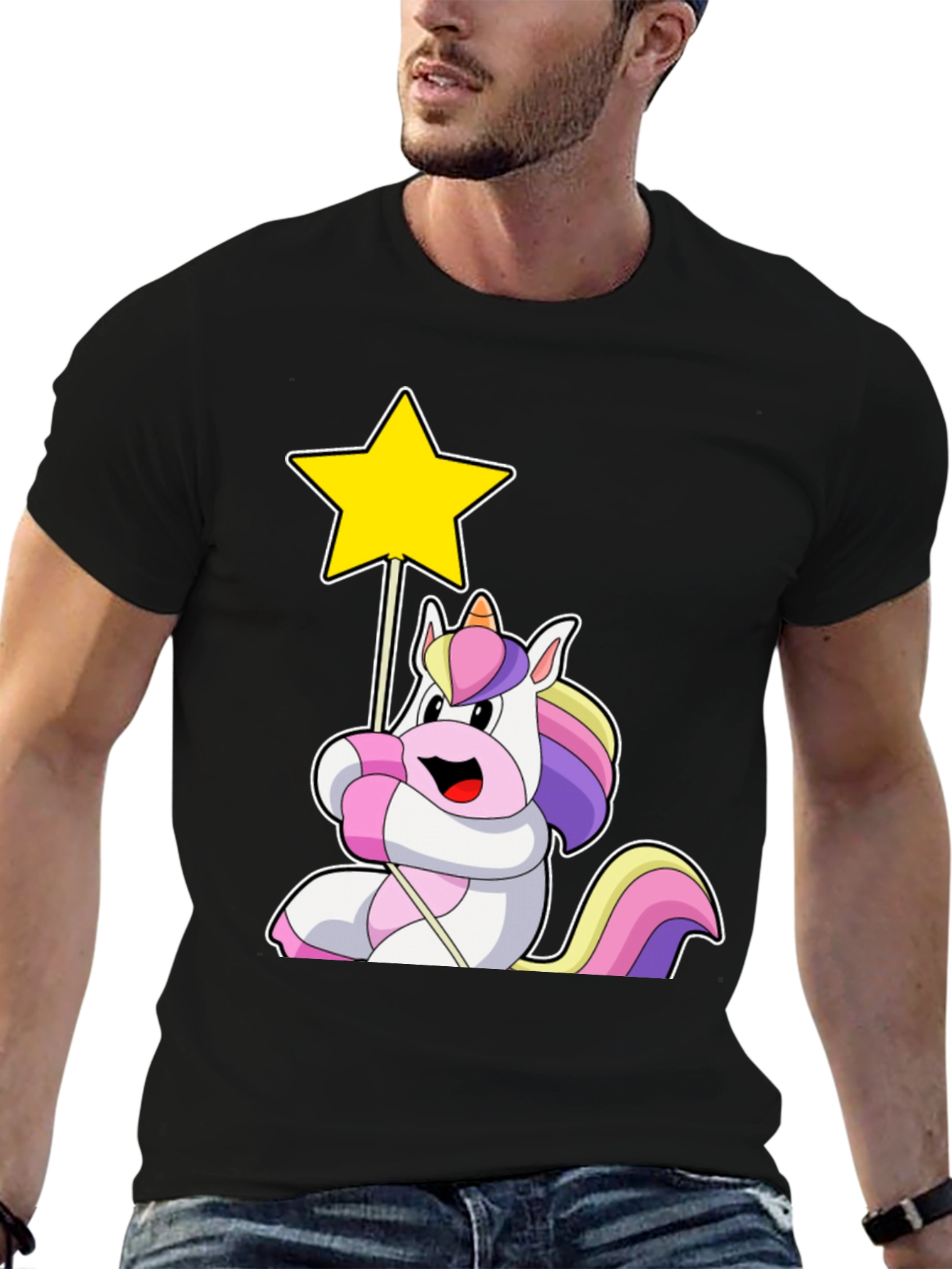 Unicorn Star Black T-Shirt