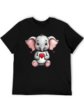 Cute Elephant with Heart Graphic Tee