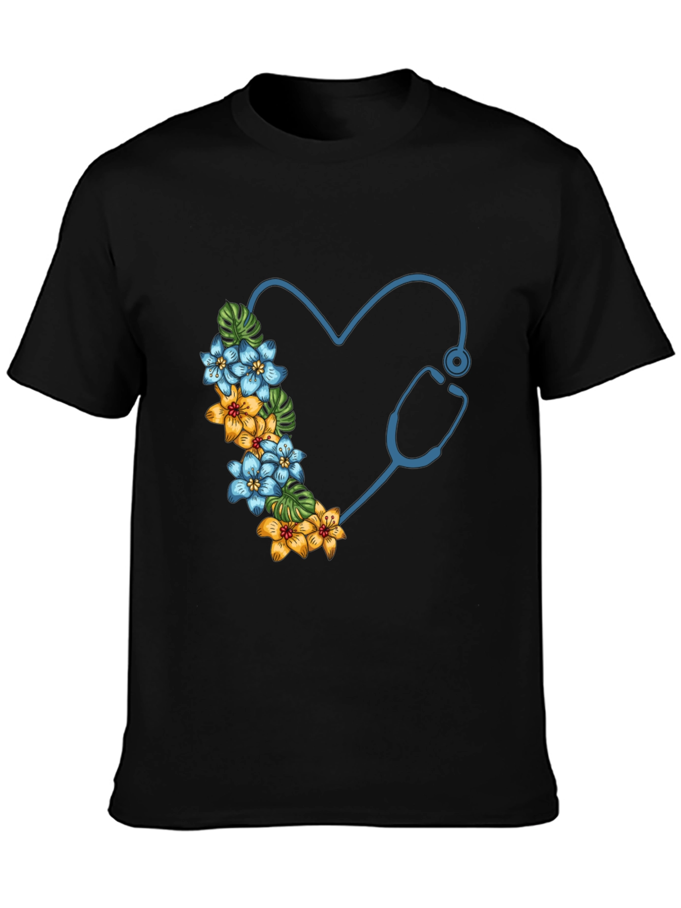 Floral Stethoscope Heart Graphic Tee