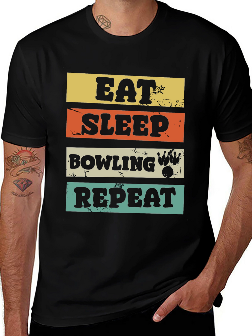 Eat Sleep Bowling Repeat Graphic Tee