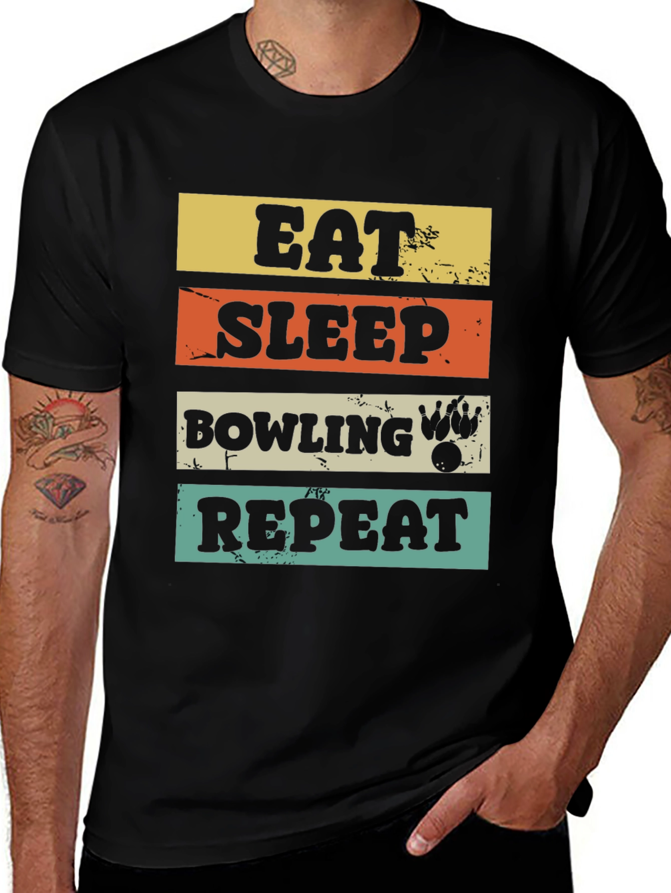 Eat Sleep Bowling Repeat Graphic Tee