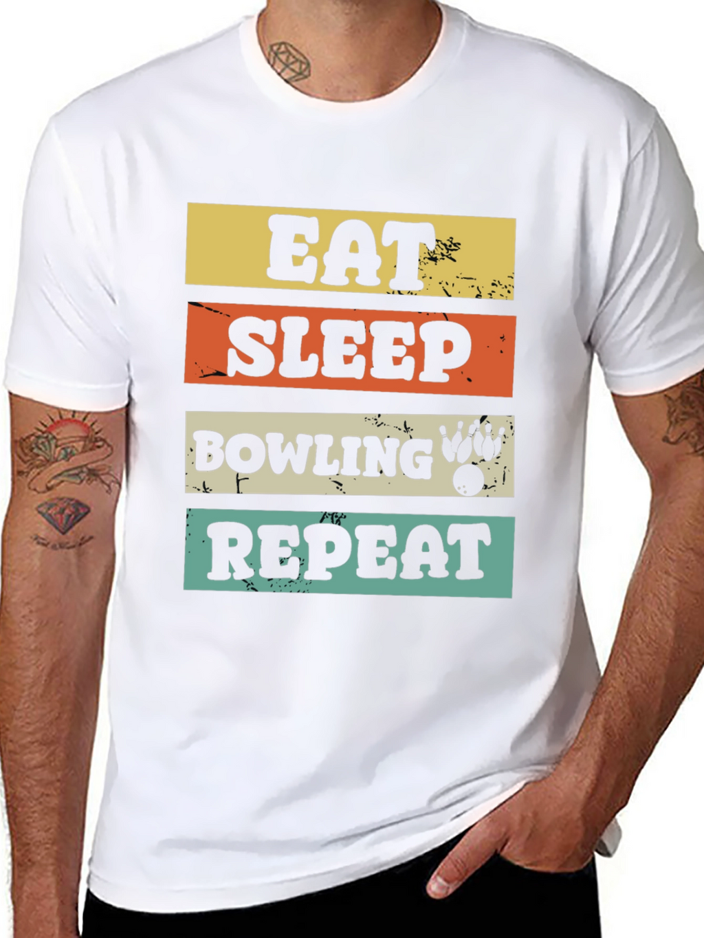 Eat Sleep Bowling Repeat Graphic Tee