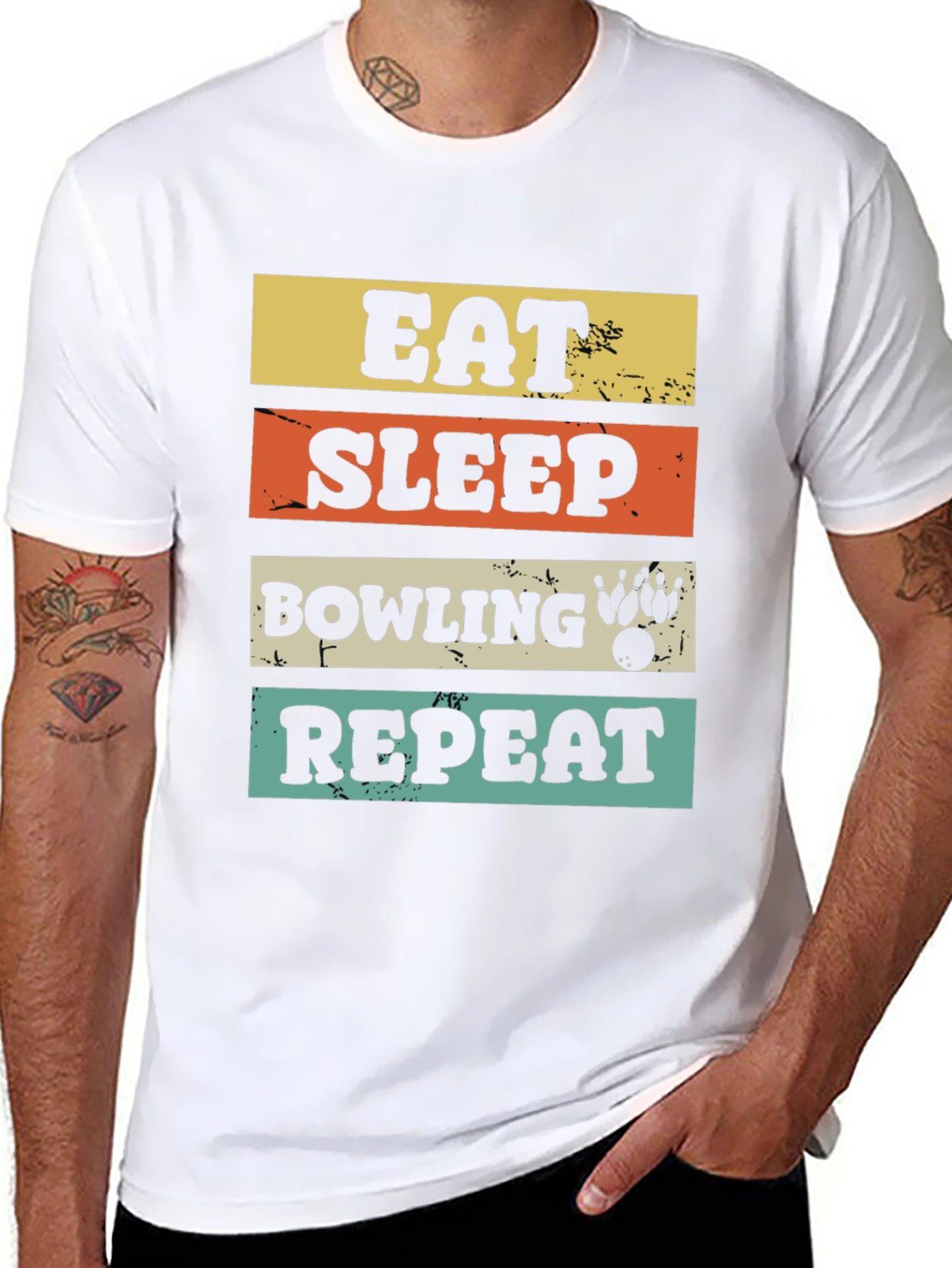 Eat Sleep Bowling Repeat Graphic Tee