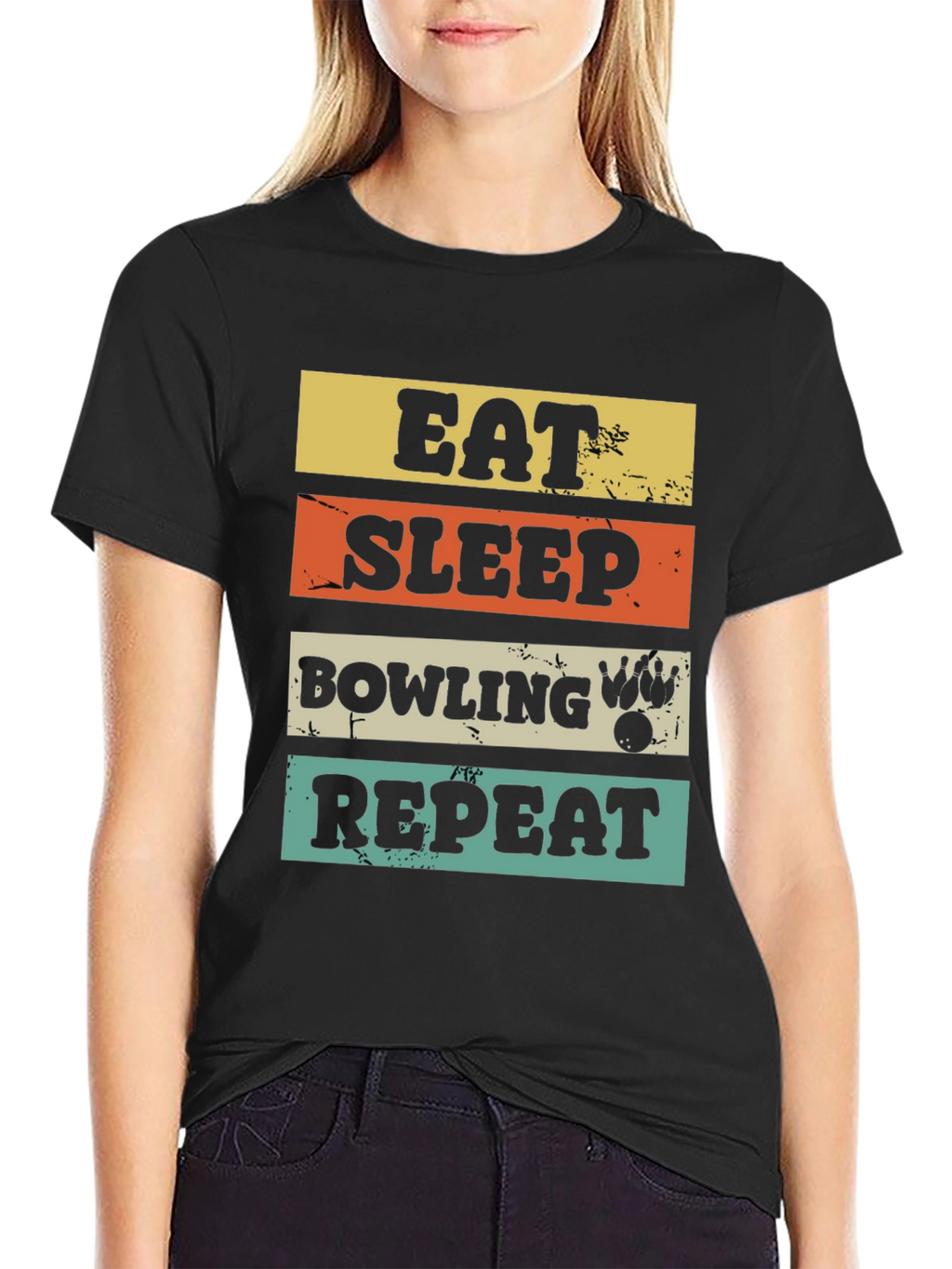 Eat Sleep Bowling Repeat Graphic Tee