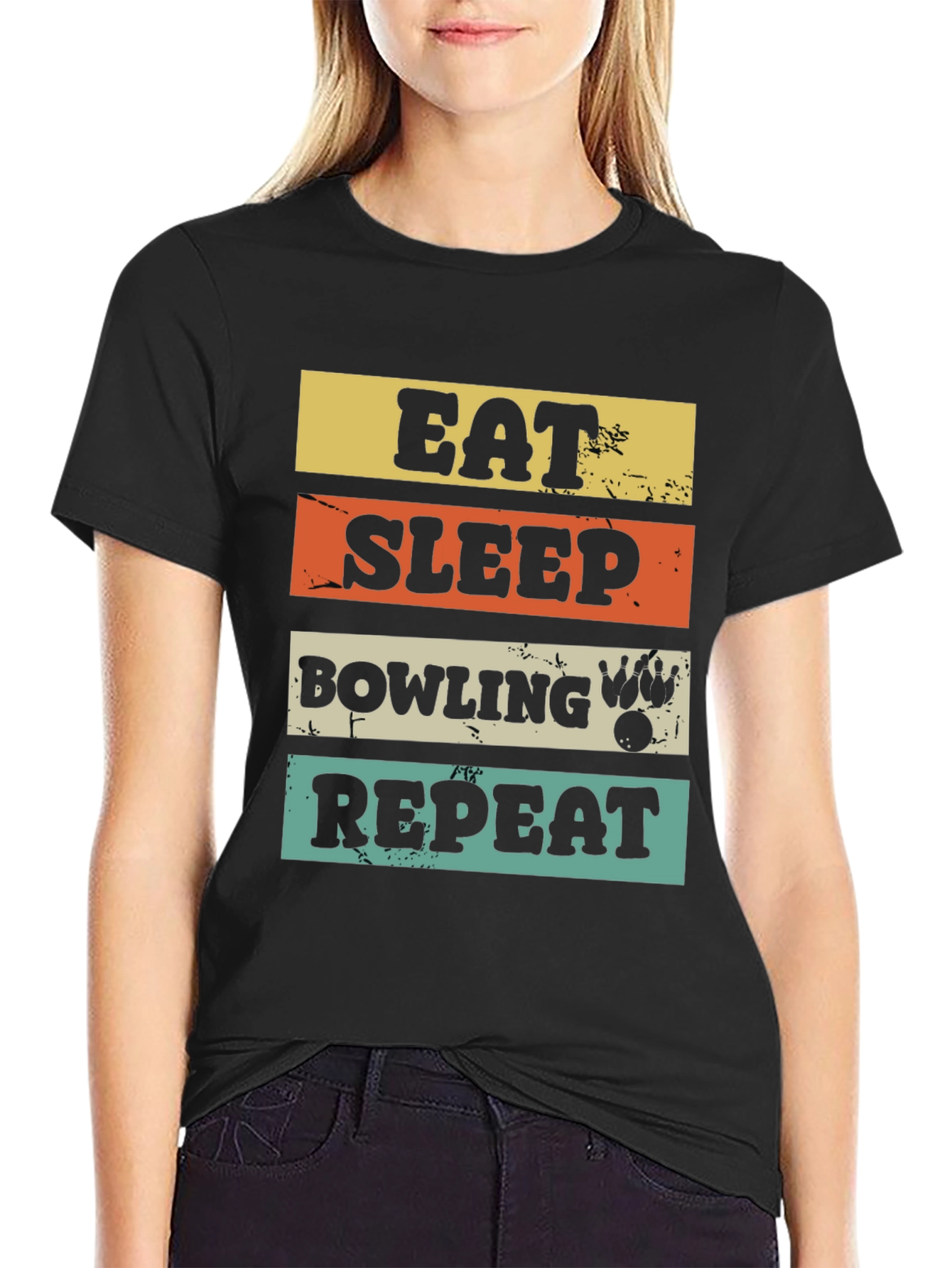 Eat Sleep Bowling Repeat Graphic Tee