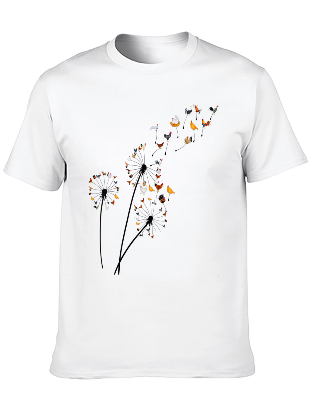 Chicken Dandelion Black T-Shirt