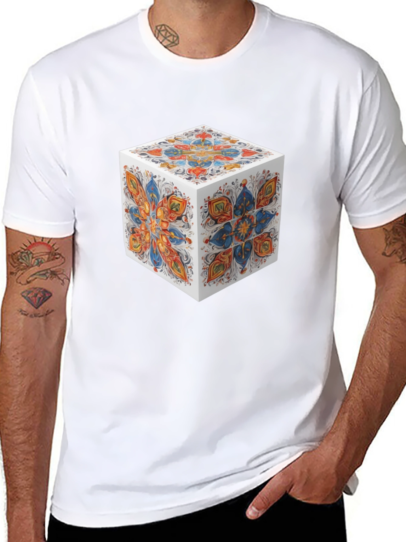 Abstract Cube Graphic T-Shirt - Modern Art Tee