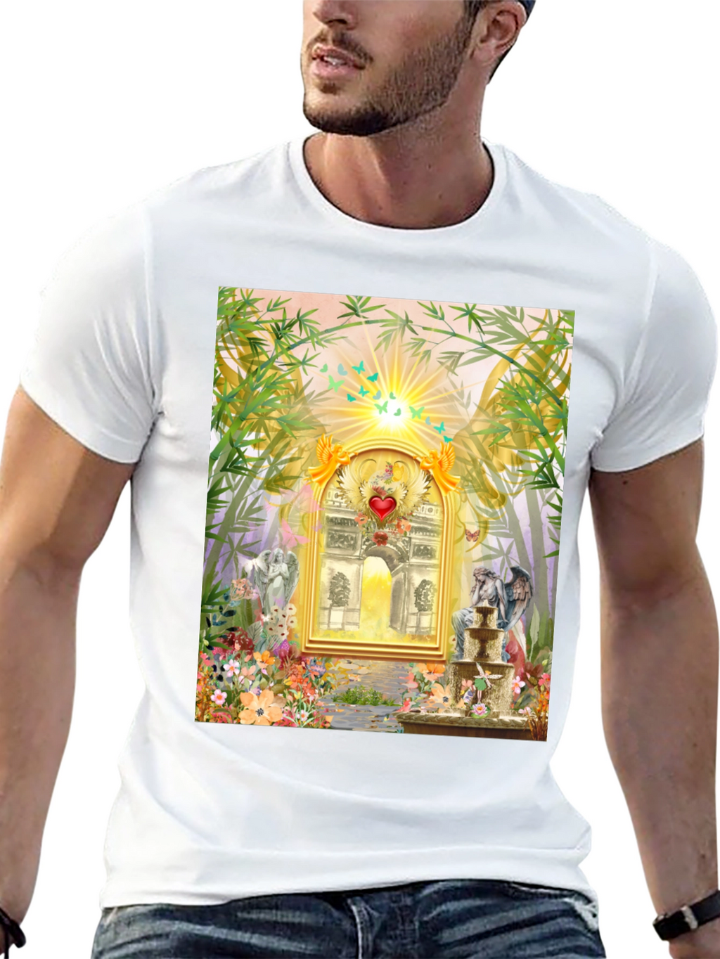 Romantic Archway Graphic Tee - Unique Artistic Design