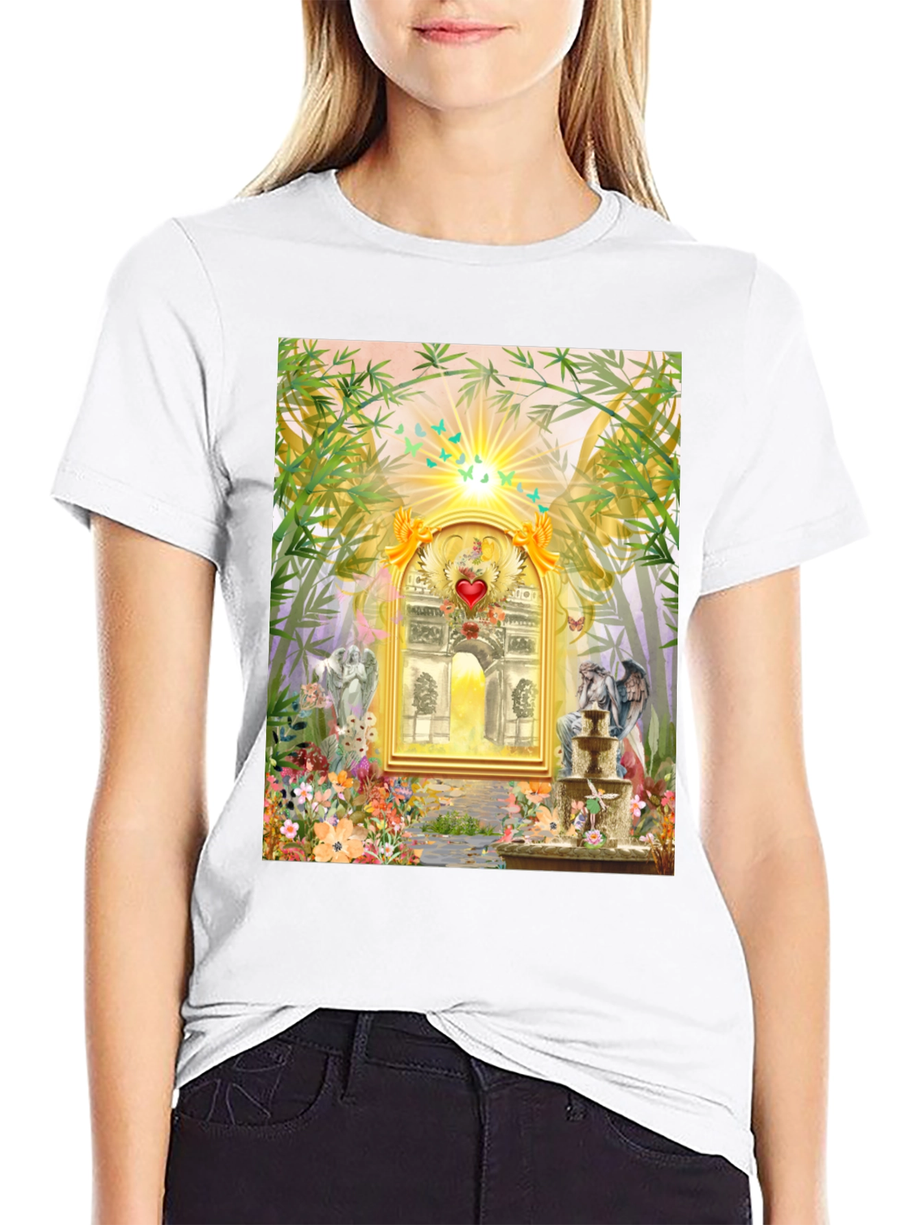 Romantic Archway Graphic Tee - Unique Artistic Design