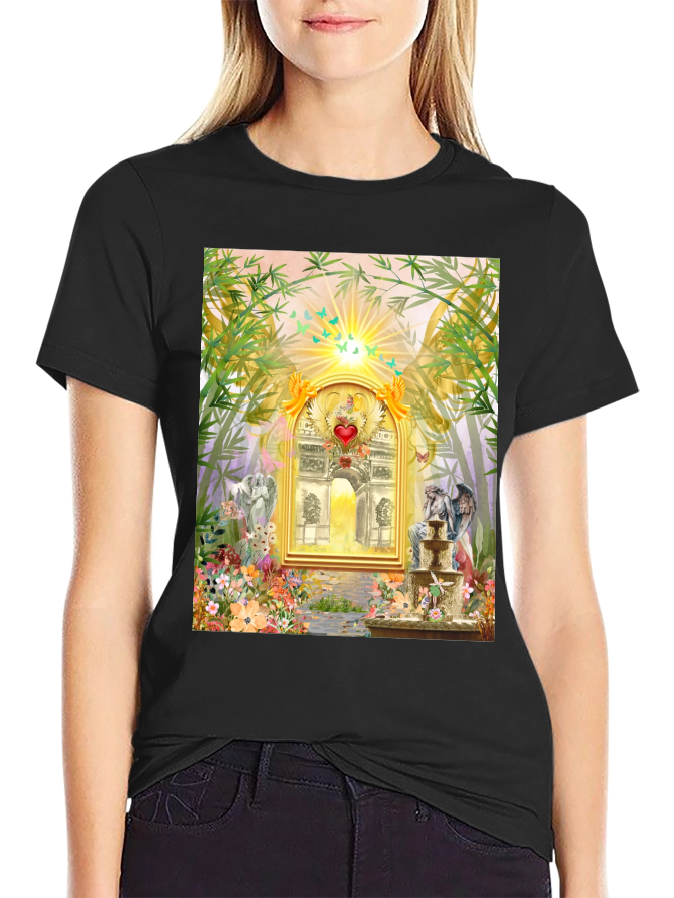 Romantic Archway Graphic Tee - Unique Artistic Design