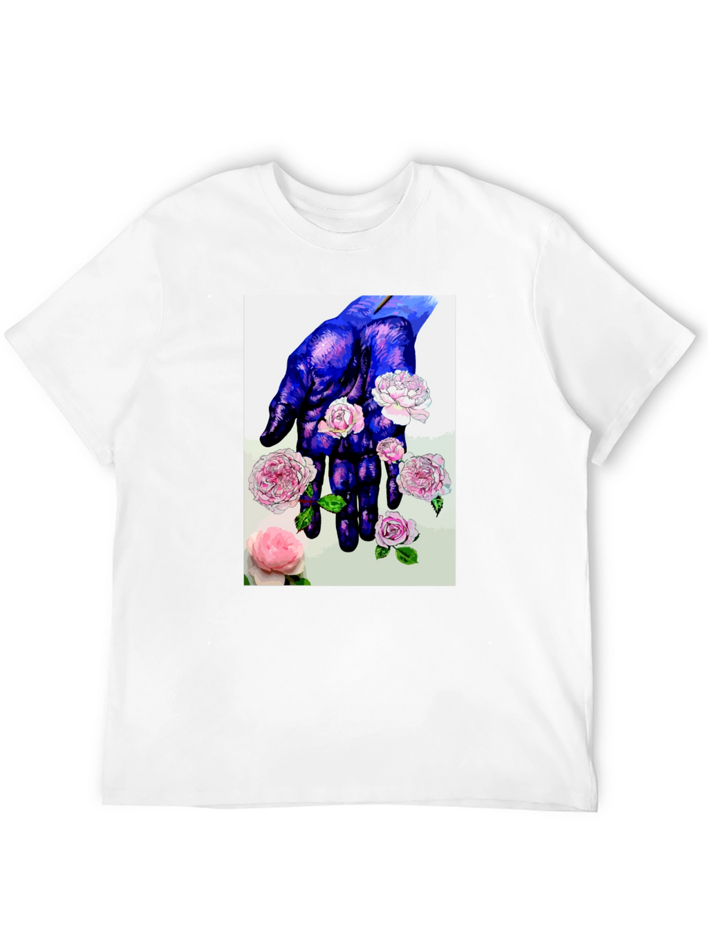 Floral Hand Print T-Shirt - Unique Artistic Design