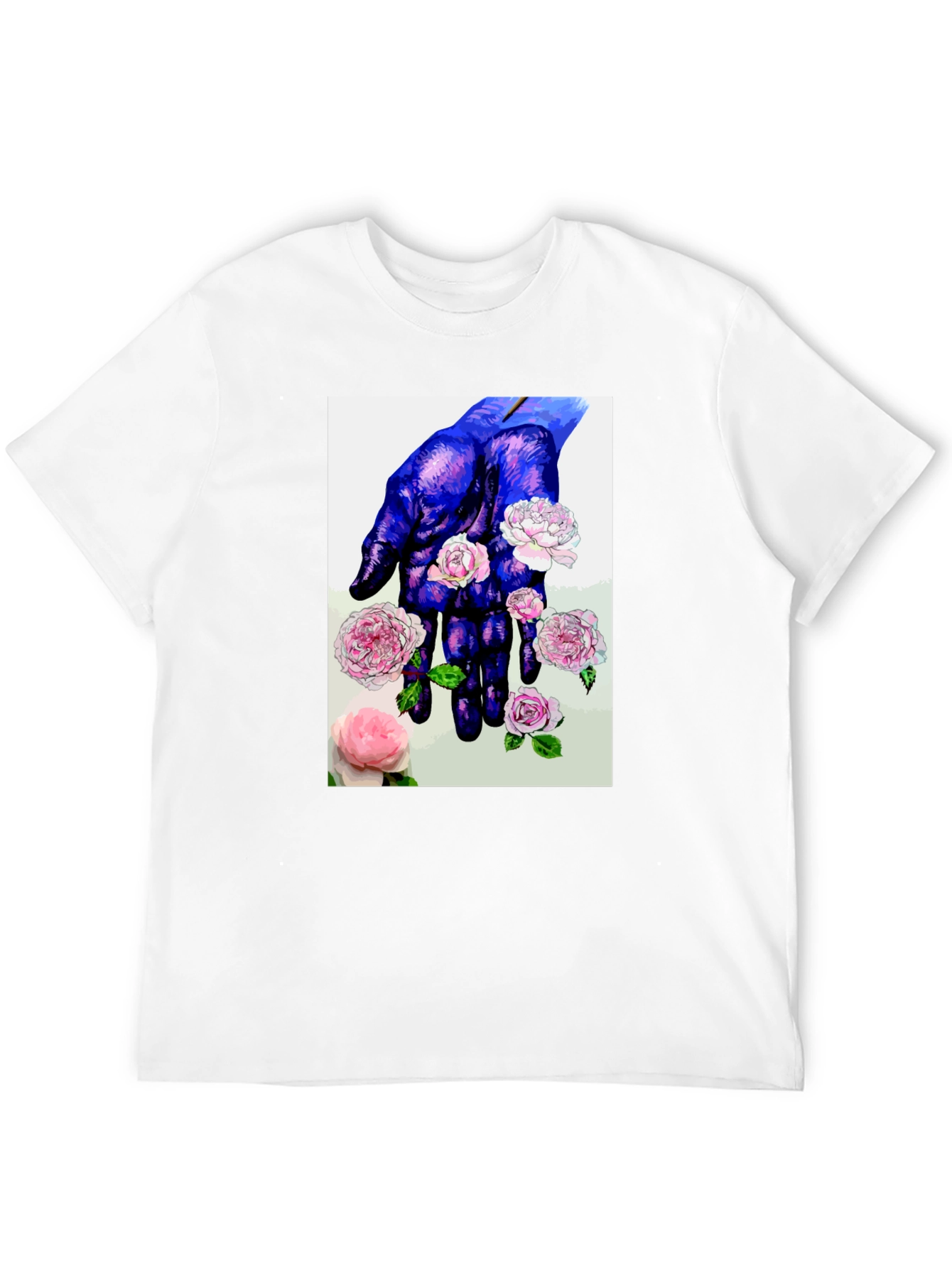 Floral Hand Print T-Shirt - Unique Artistic Design