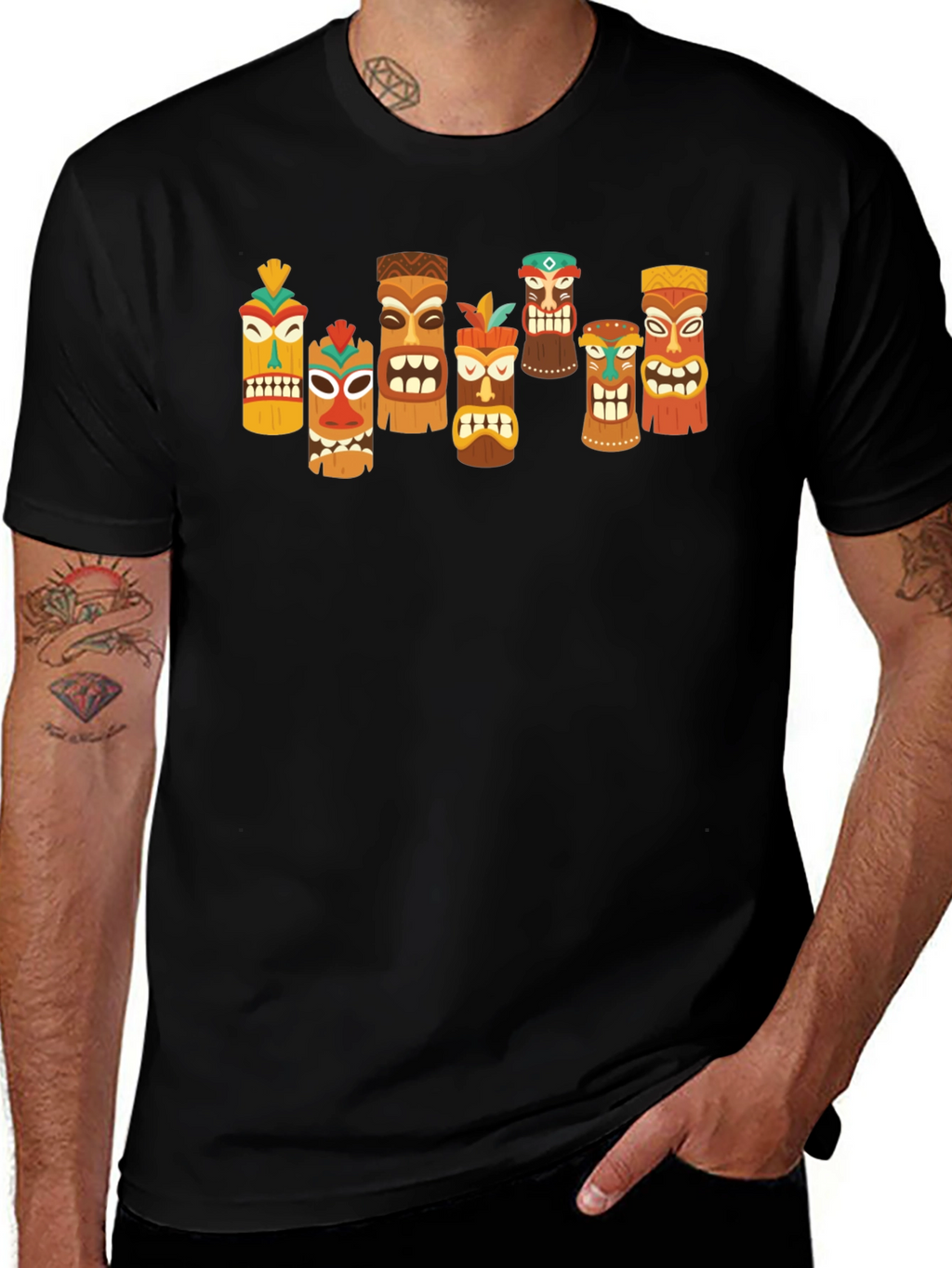 Tiki Totem Graphic T-Shirt - Hawaiian Style