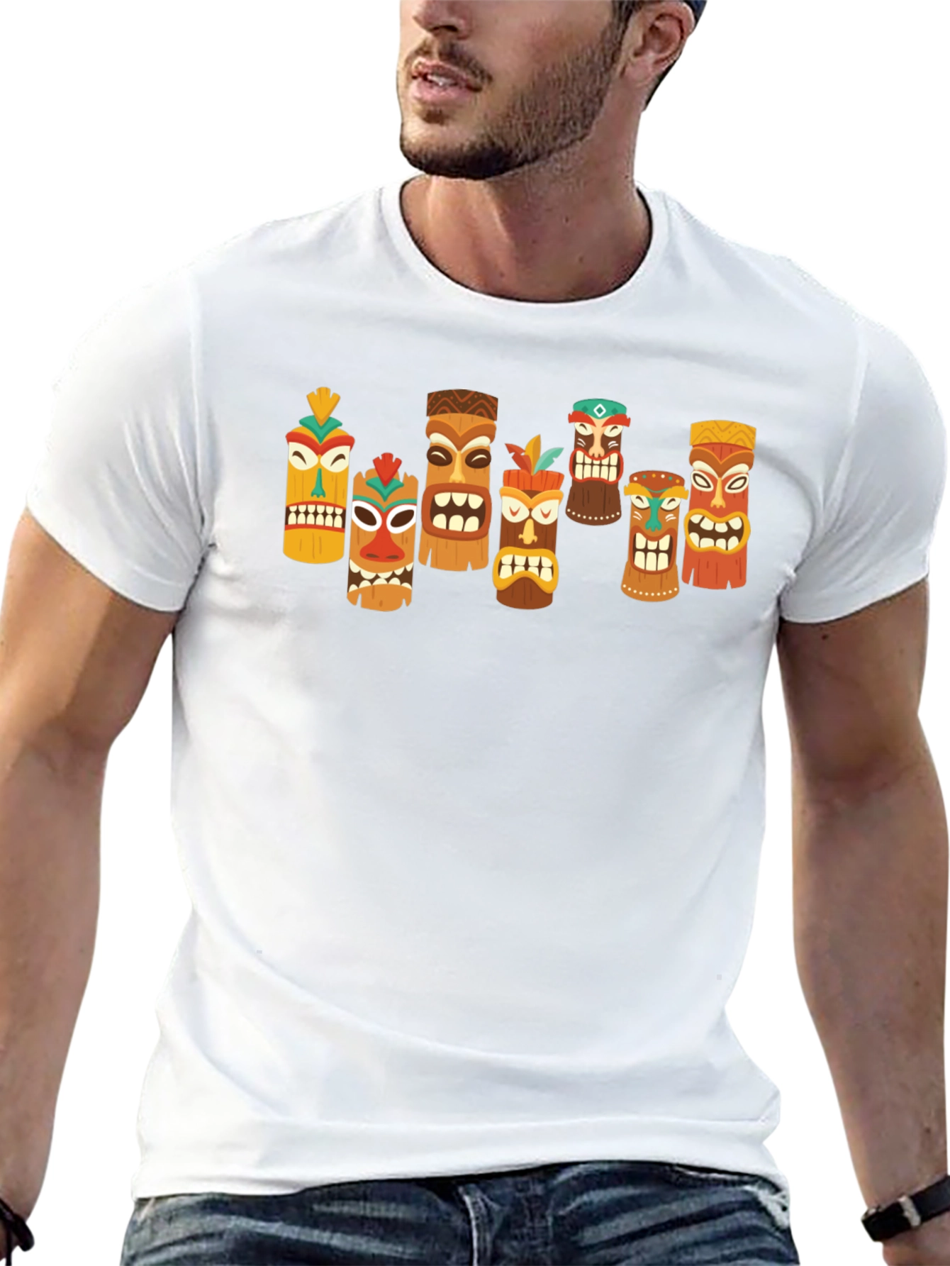 Tiki Totem Graphic T-Shirt - Hawaiian Style
