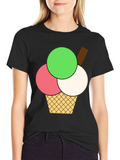 Ice Cream Graphic Tee - Black Cotton T-Shirt