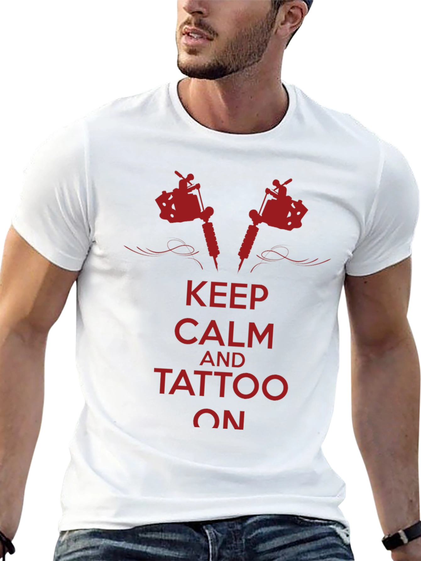 Keep Calm Tattoo On Graphic Tee - Black