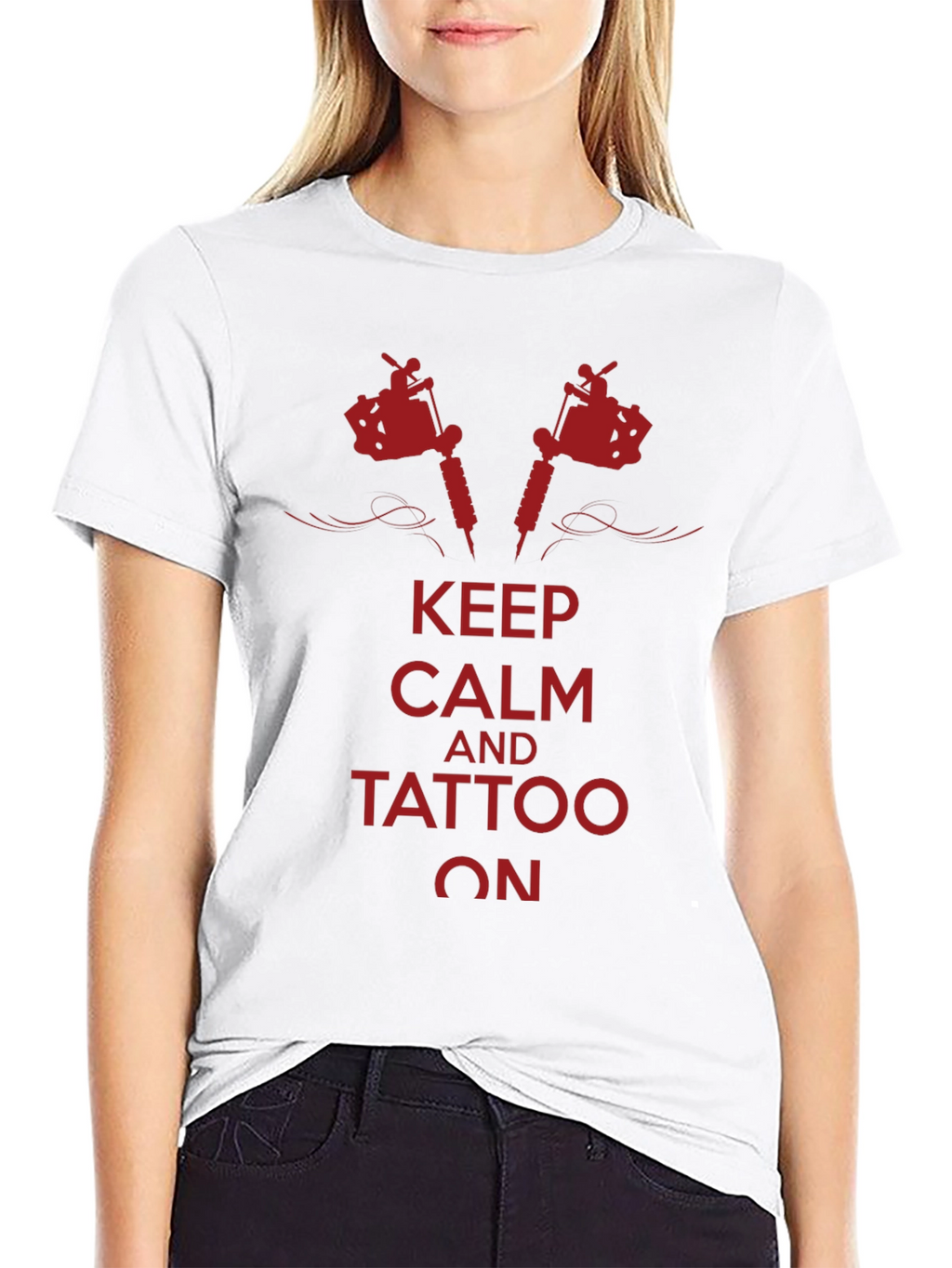 Keep Calm Tattoo On Graphic Tee - Black