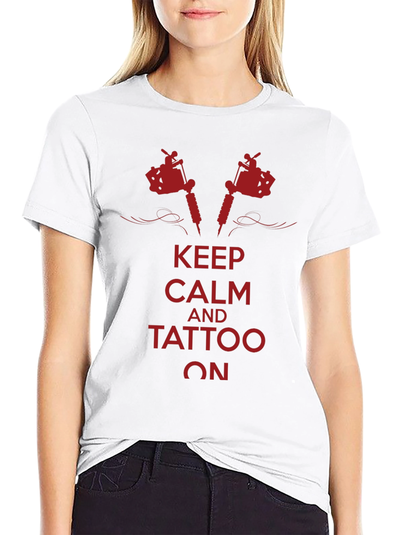 Keep Calm Tattoo On Graphic Tee - Black